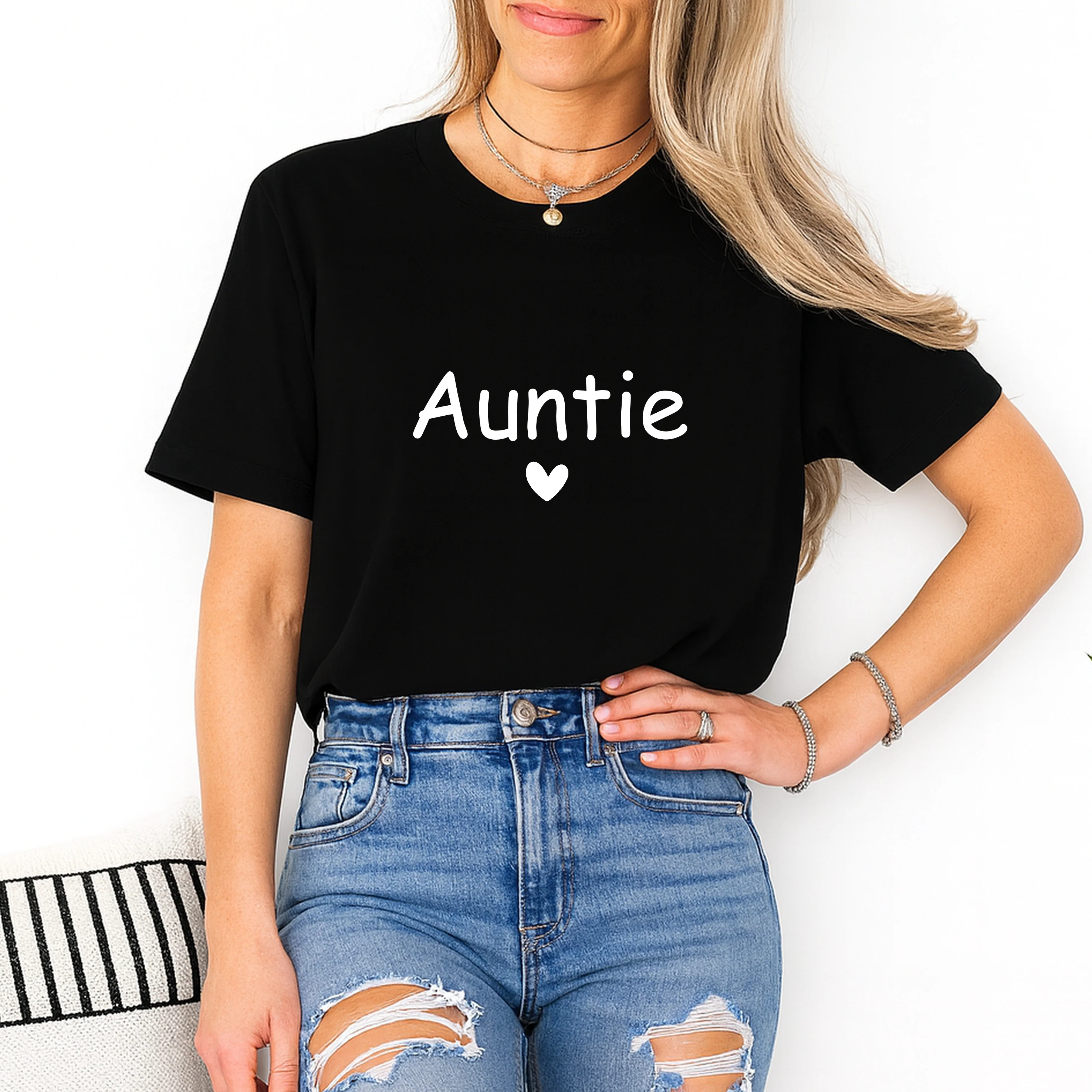 Aunties Bestie Black Heart Matching Outfits - Image 3