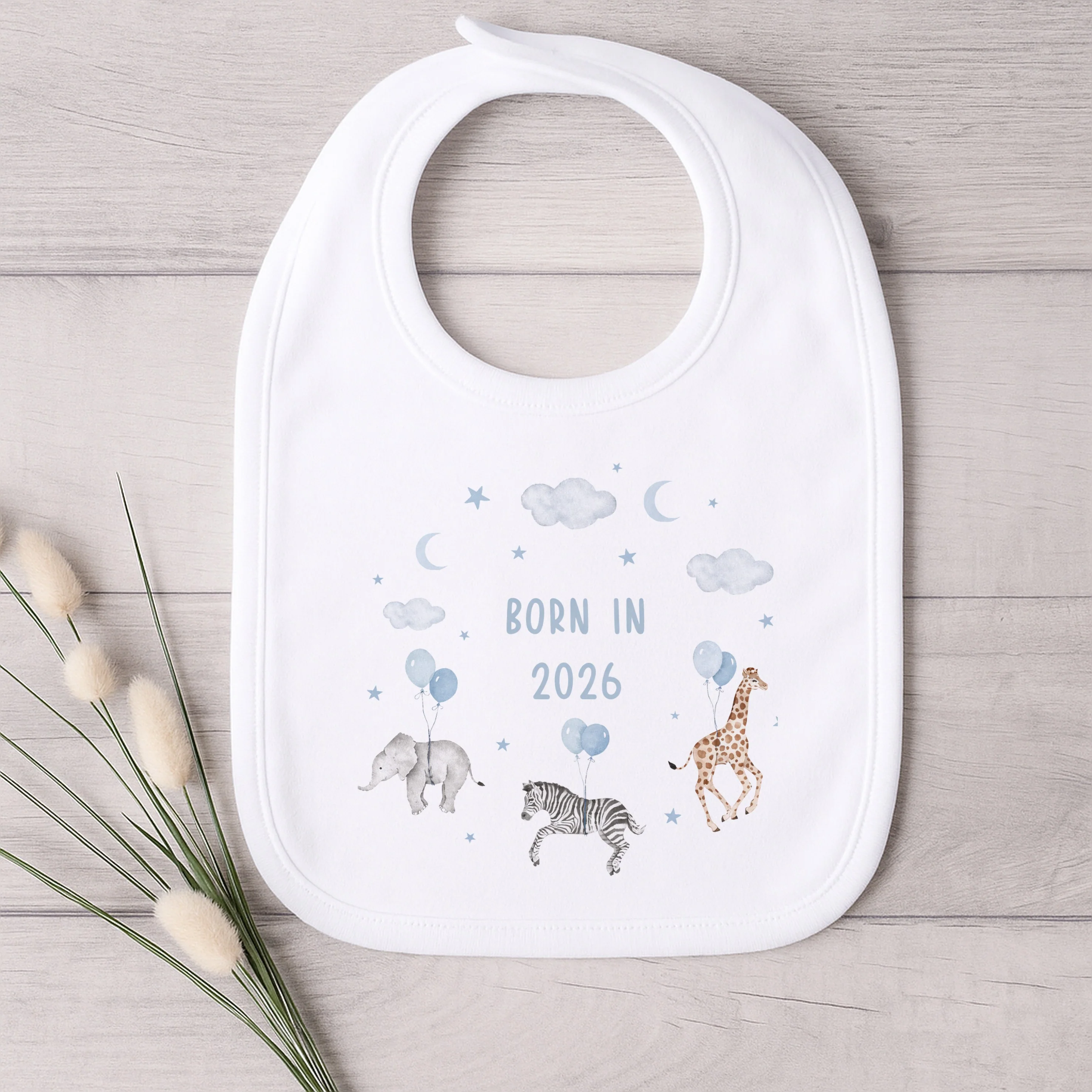 Blue Animal Wreath Born in 2026 Baby Grow, Vest or Bib - Image 3