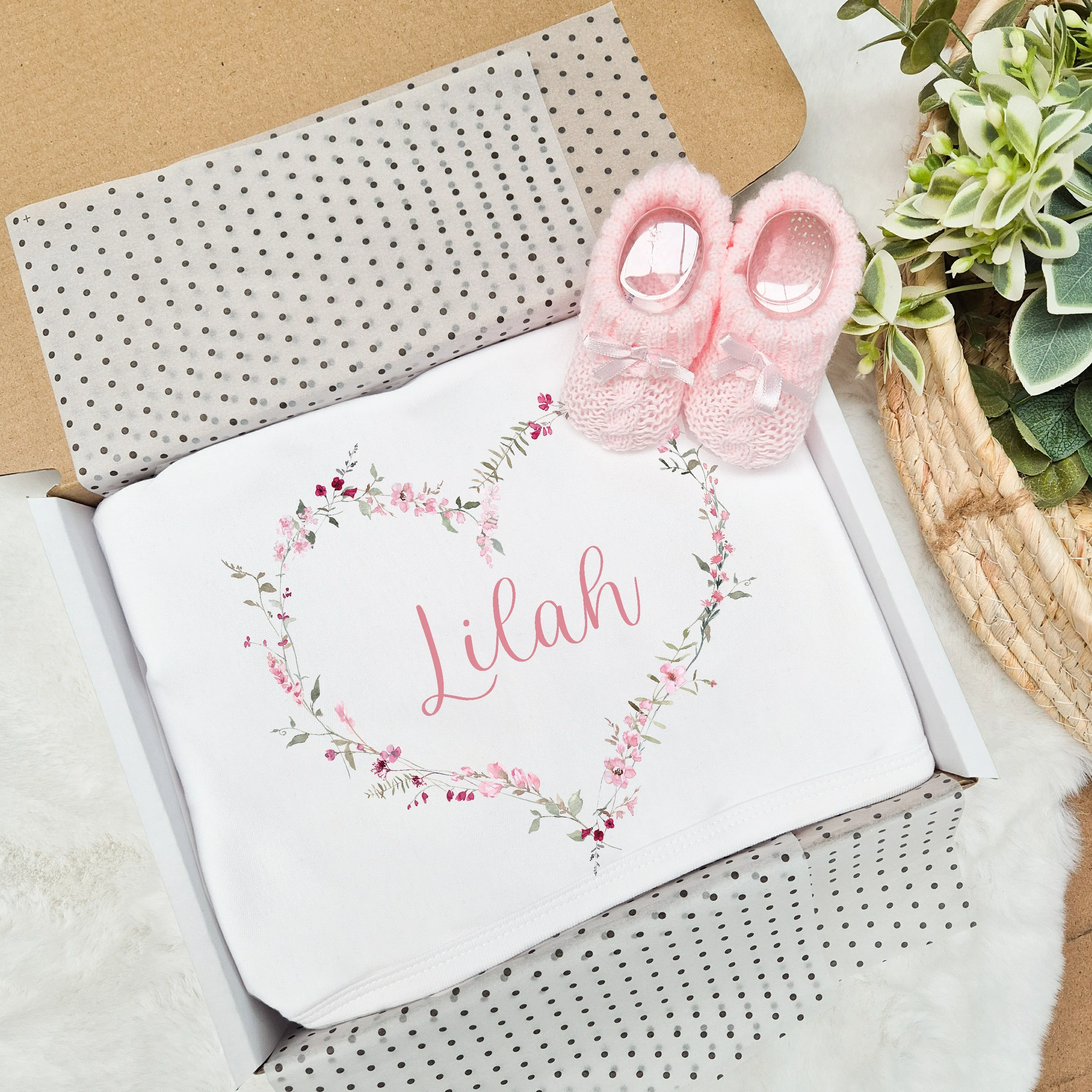 Personalised Girls Baby Blanket & Booties Gift Set - Image 3