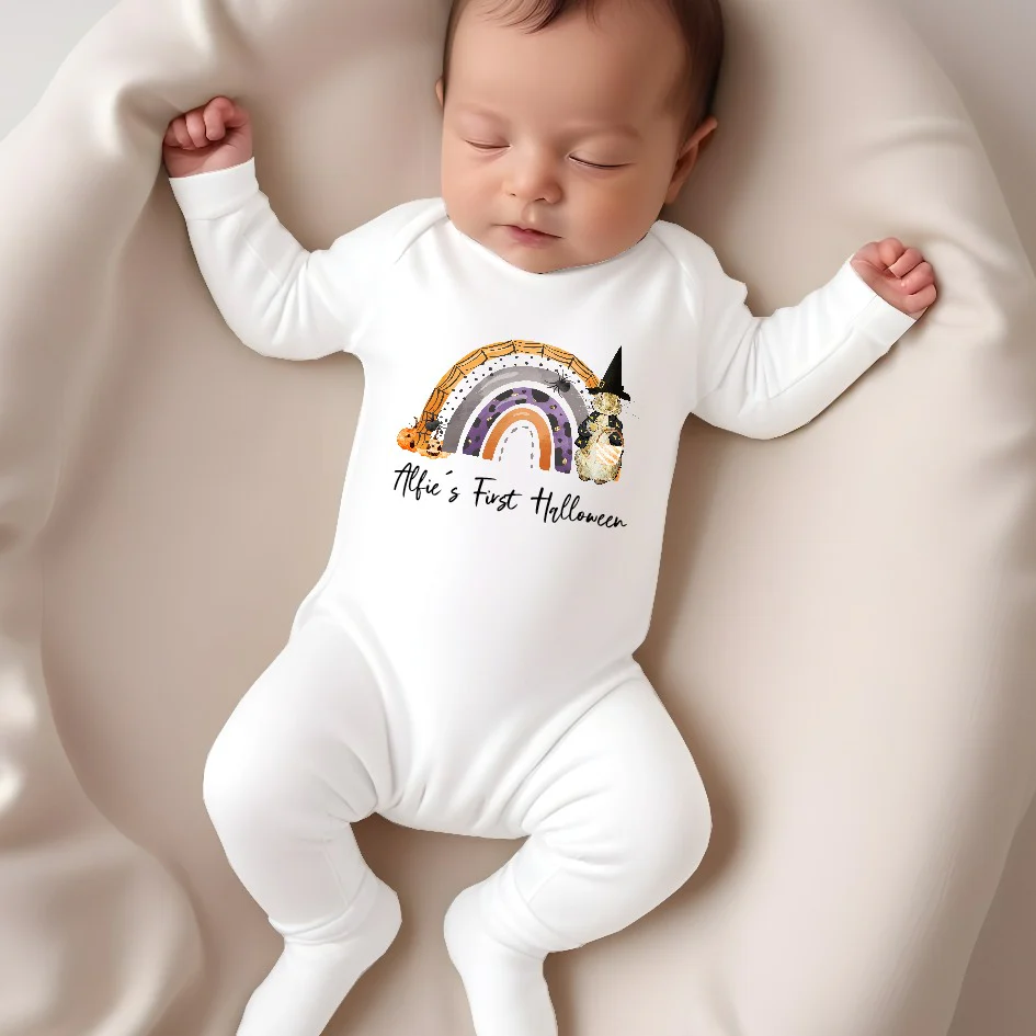 Personalised My First Halloween Rabbit Rainbow Babygrow/Vest