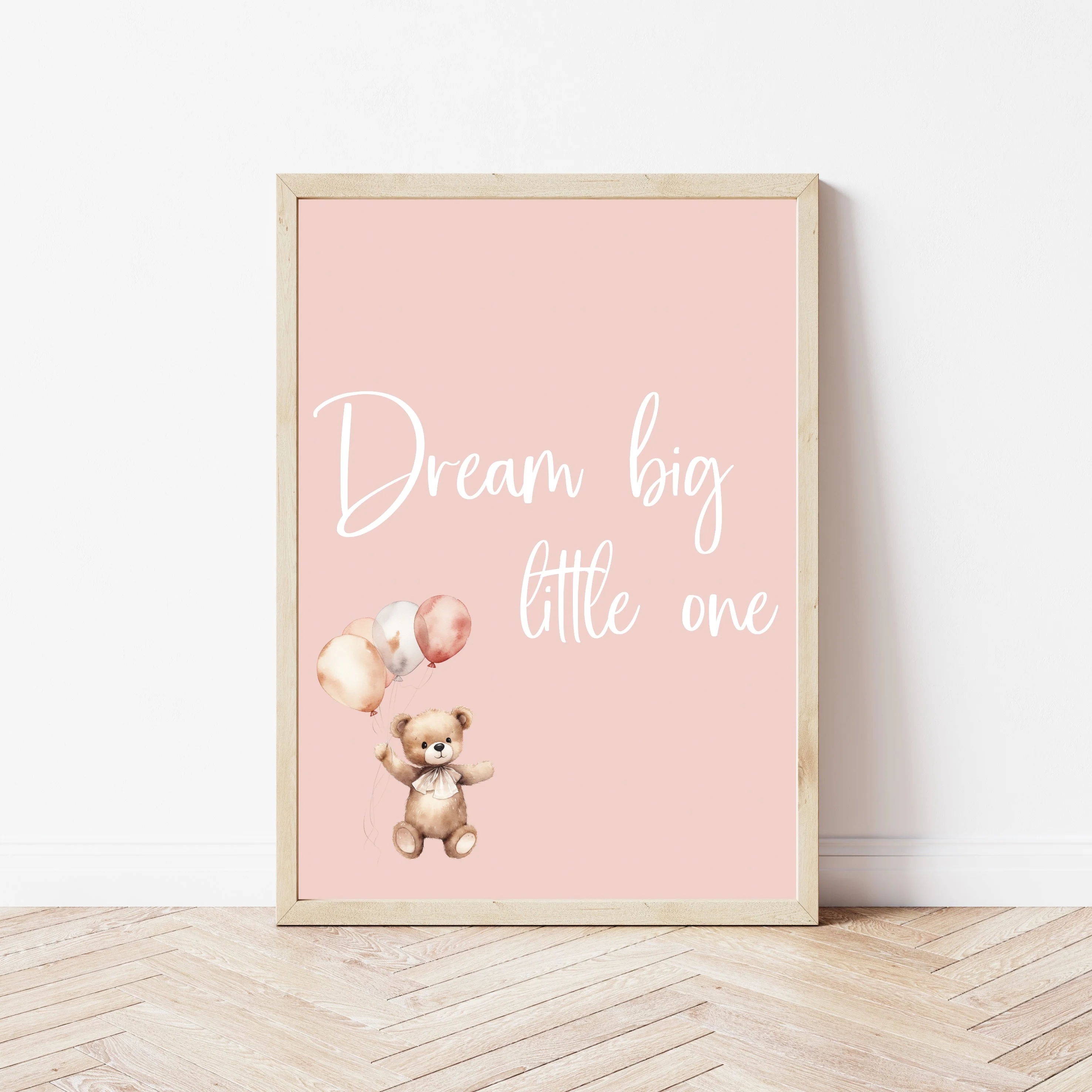 Dream Big Little One Pink Teddy Set of 3 Wall Art - Image 3