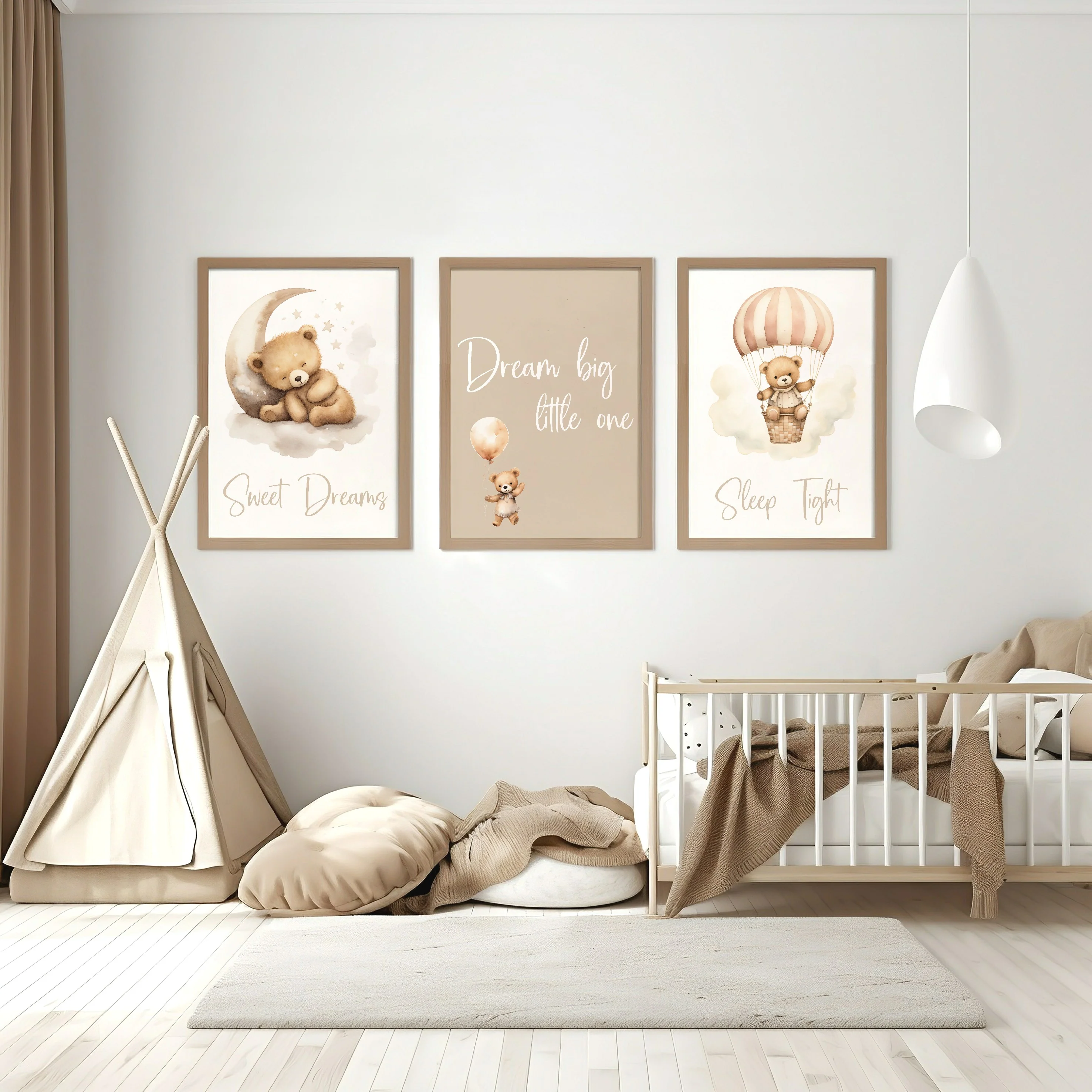 Dream Big Little One Teddy Set of 3 Wall Art