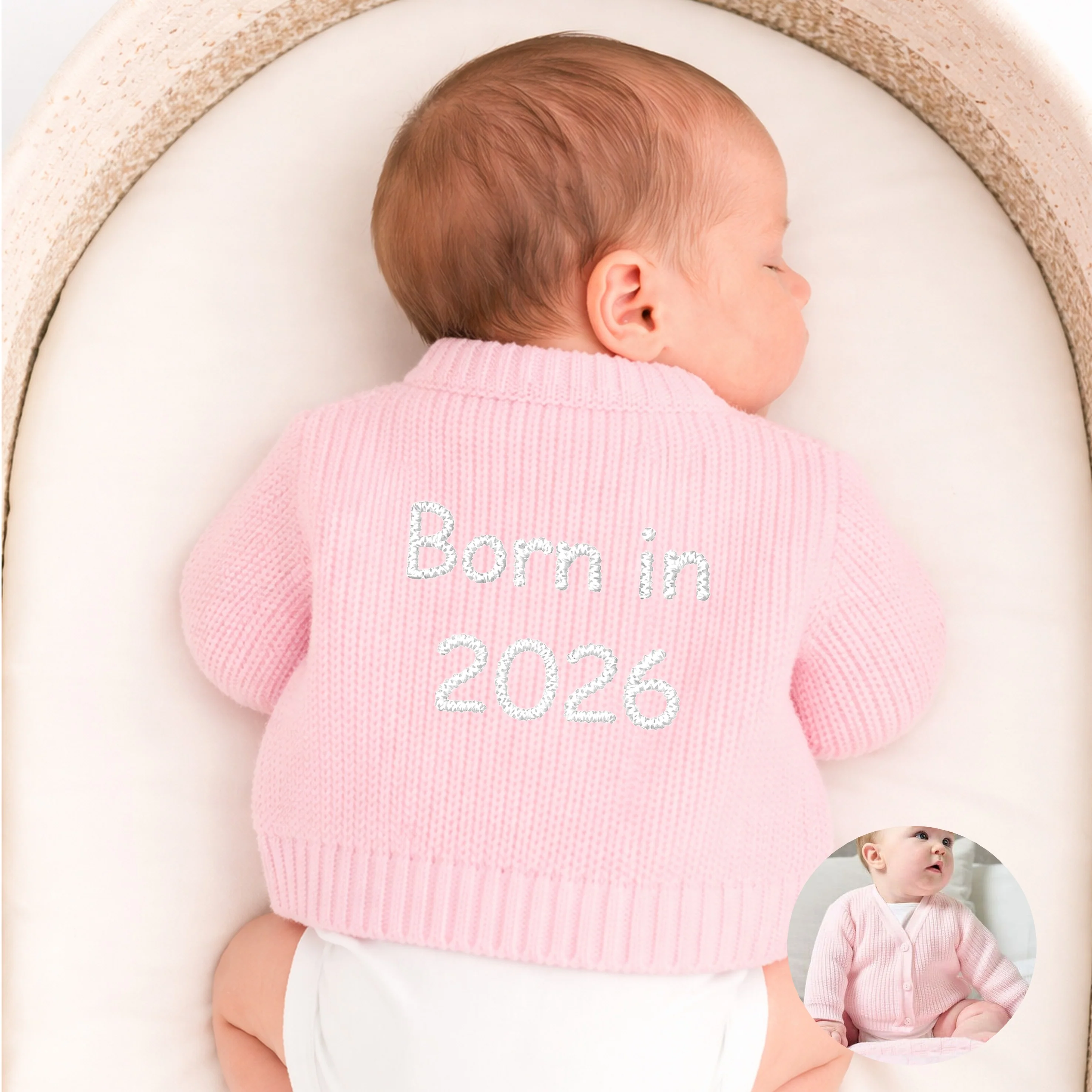 Embroidered Born in 2026 Knitted Cardigan - Image 3