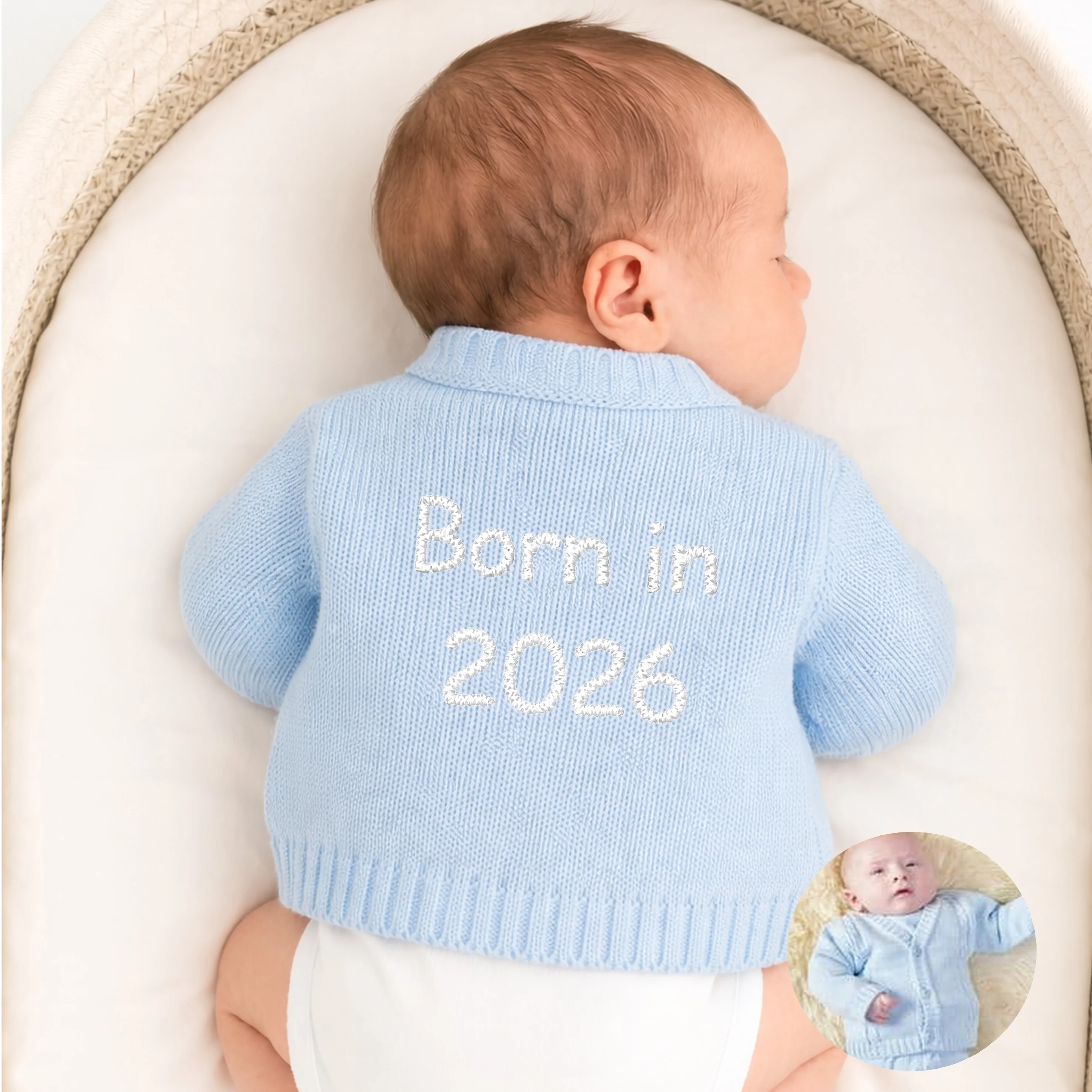 Embroidered Born in 2026 Knitted Cardigan - Image 6