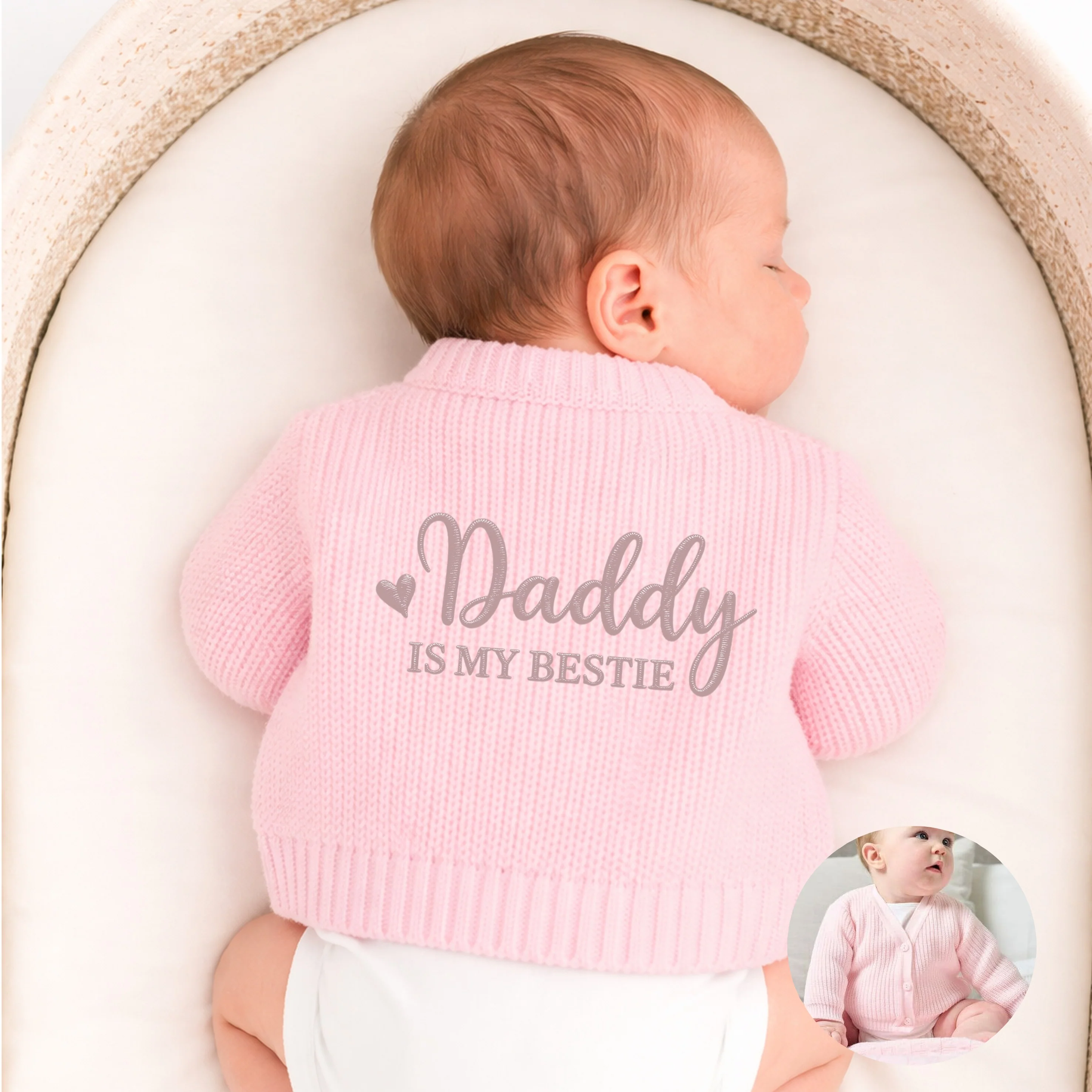 Embroidered Daddy Is My Bestie Cardigan - Image 4