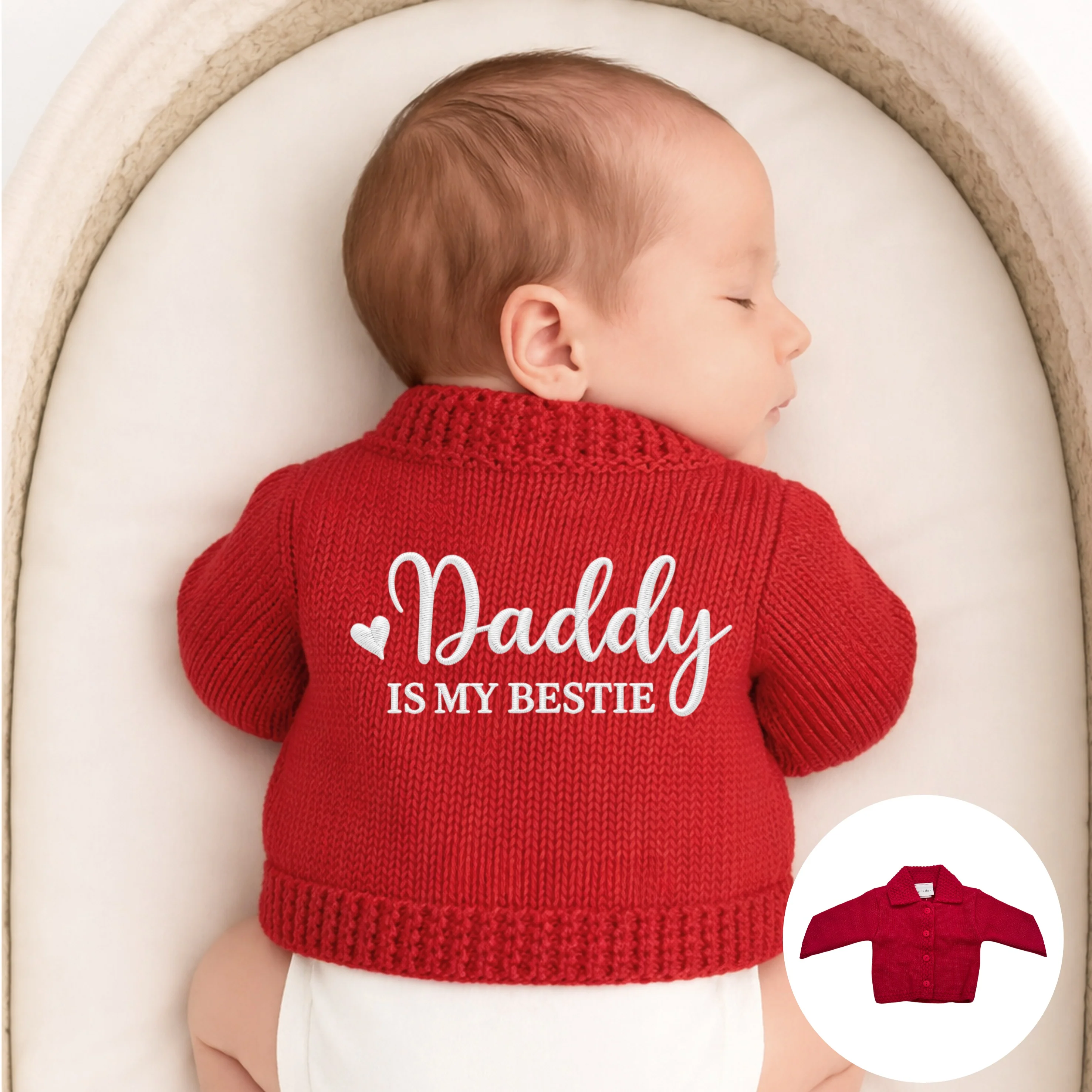 Embroidered Daddy Is My Bestie Cardigan - Image 5