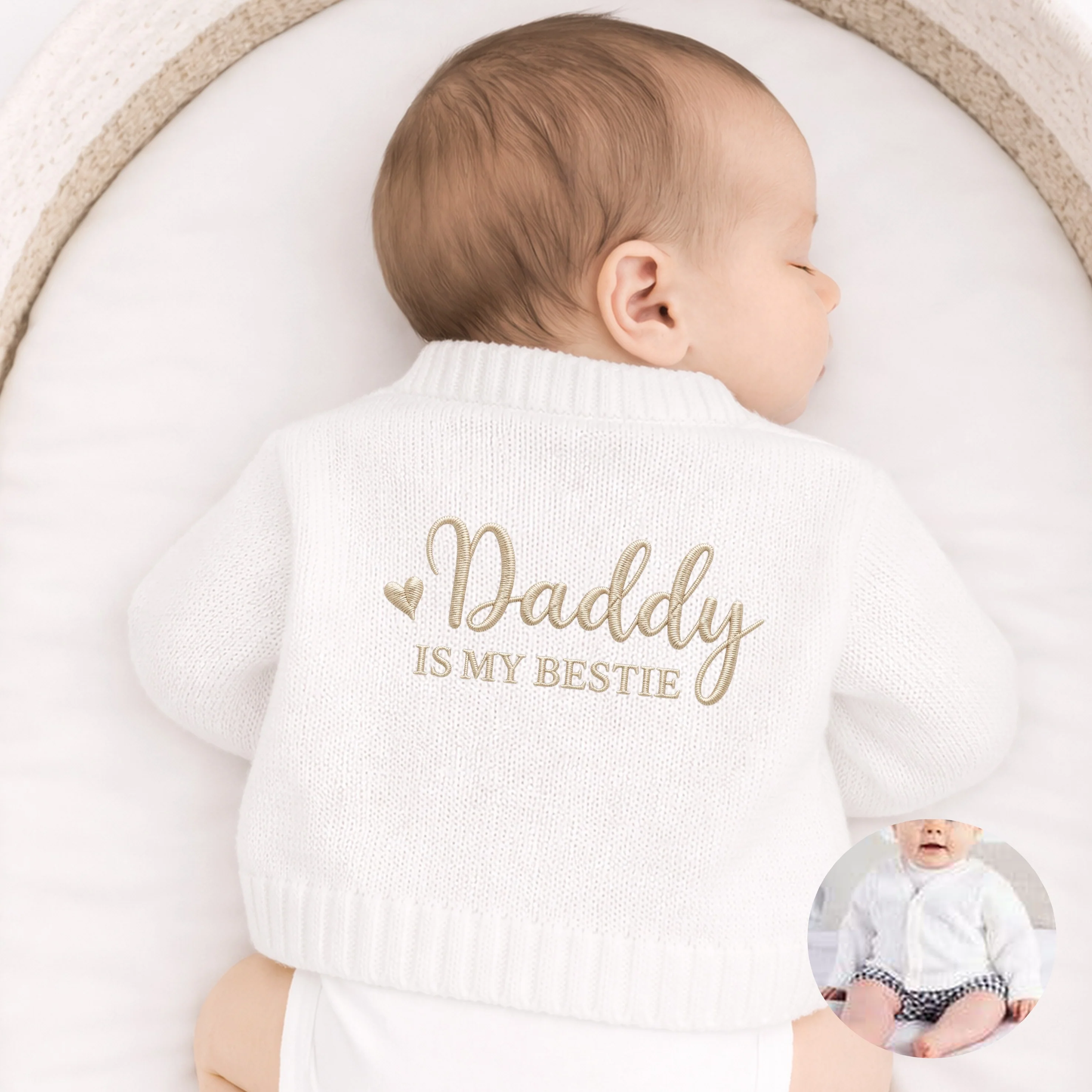Embroidered Daddy Is My Bestie Cardigan - Image 6