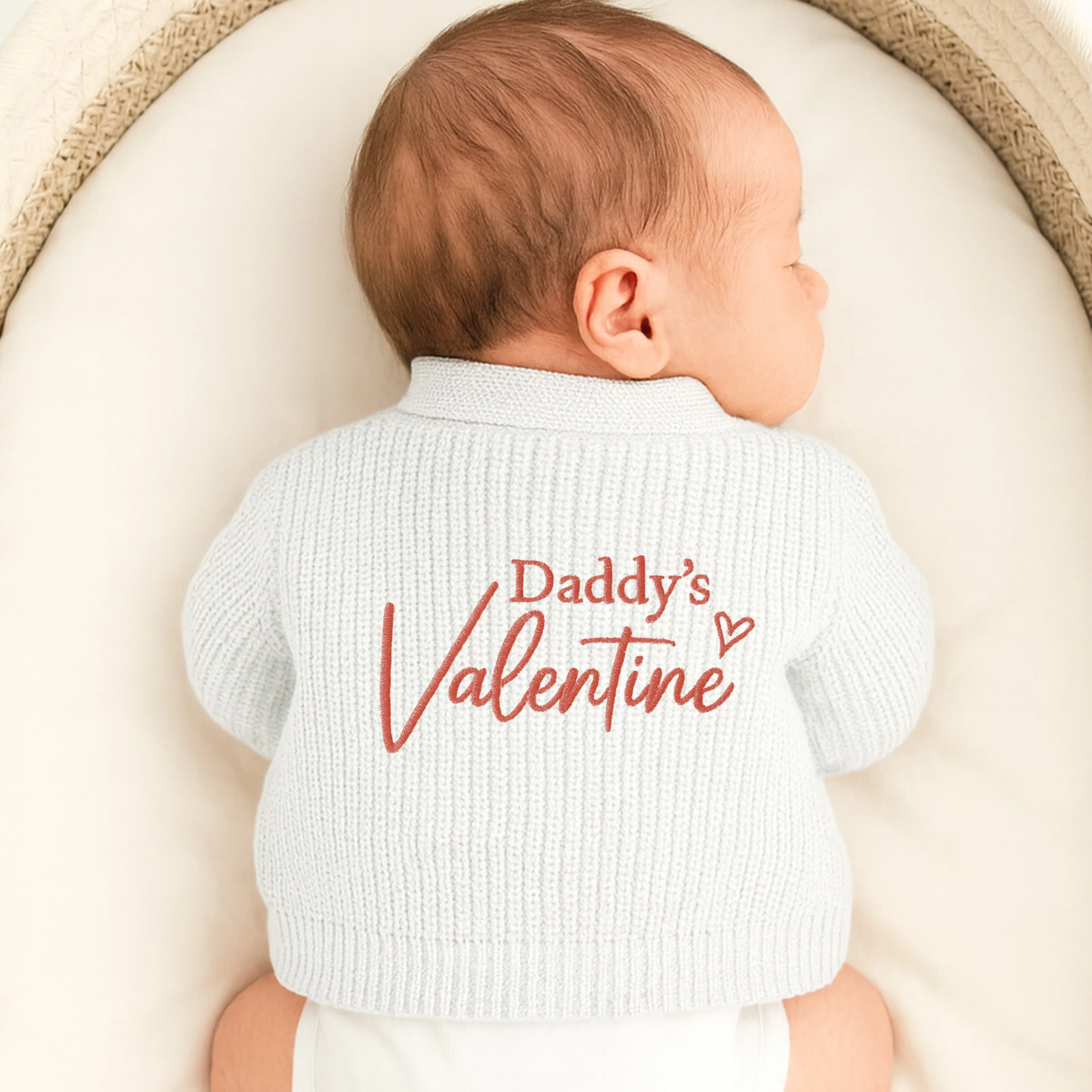 Embroidered Daddy's Valentine Knitted Cardigan - Image 2