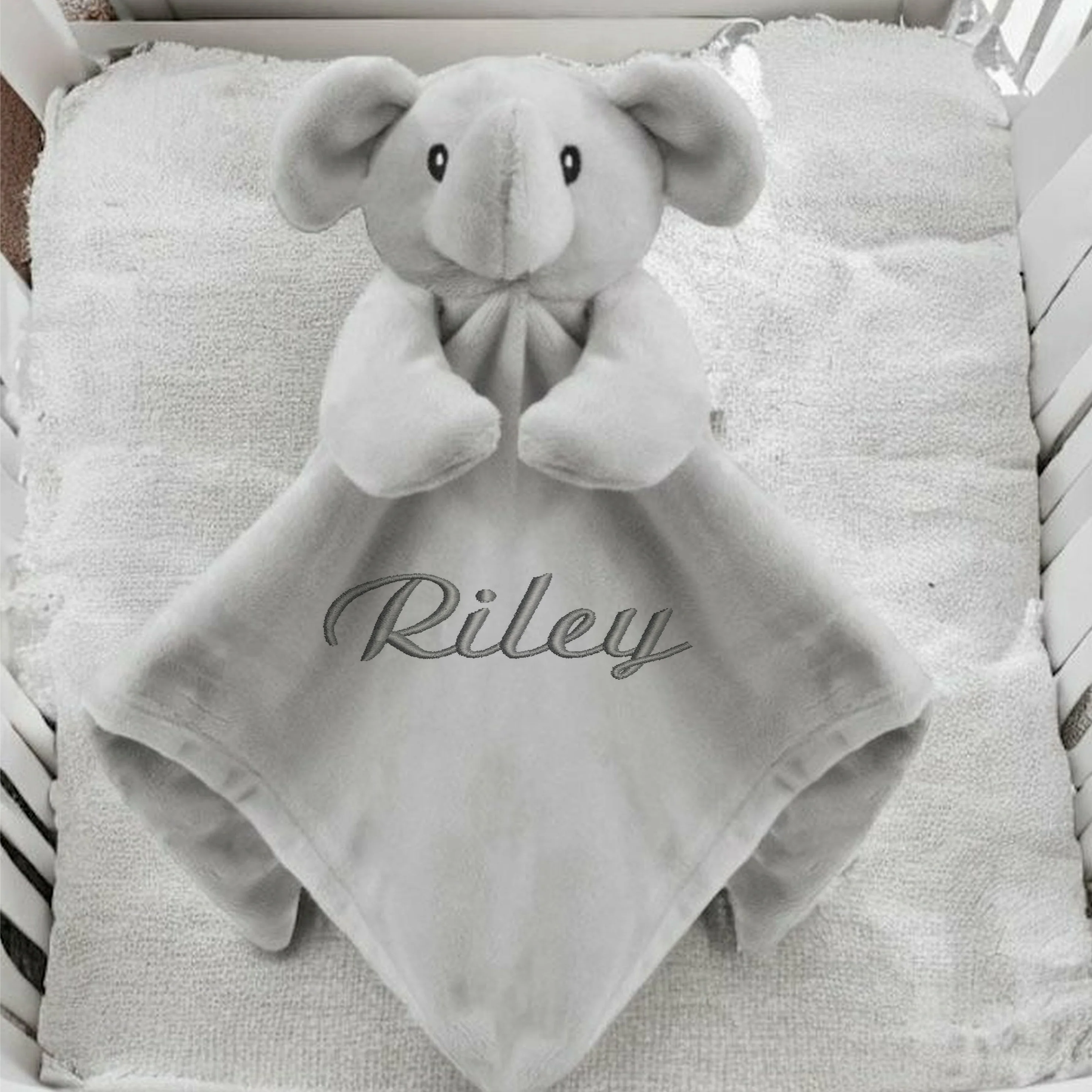 Embroidered Grey Personalised Blanket or Comforter - Image 3