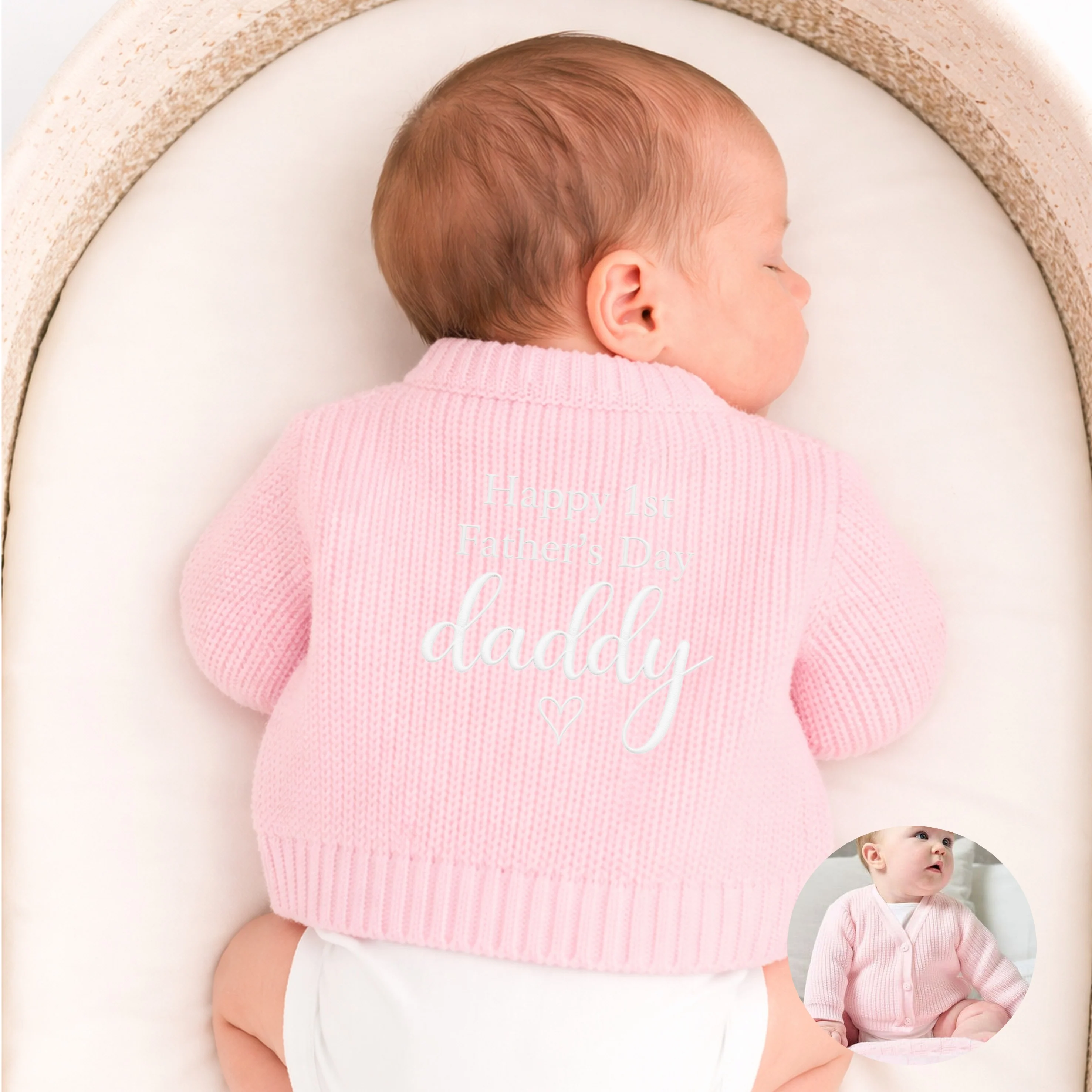 Embroidered Happy 1st Father's Day Daddy Cardigan - Image 3