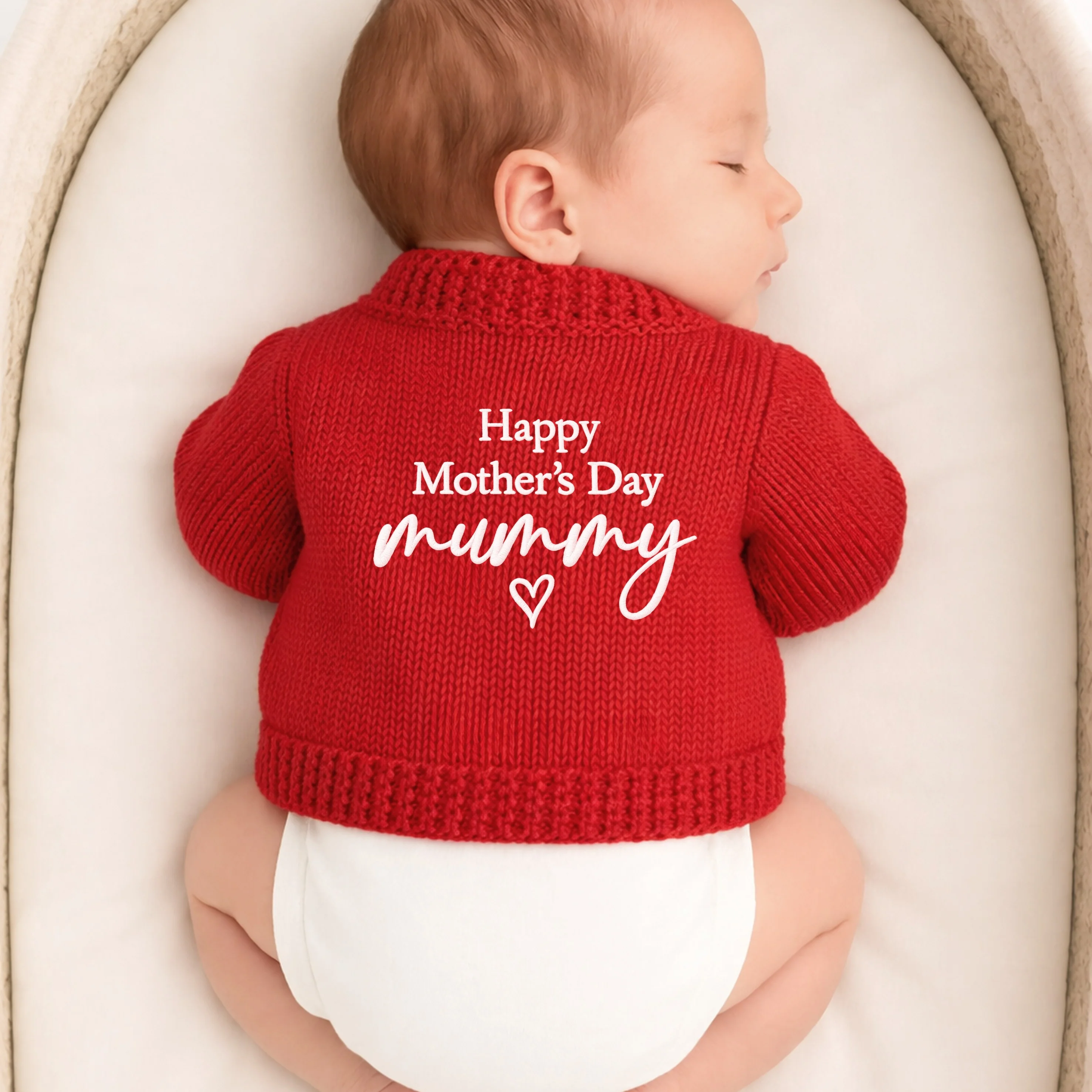 Embroidered Happy Mother's Day Mummy's Valentine Knitted Cardigan