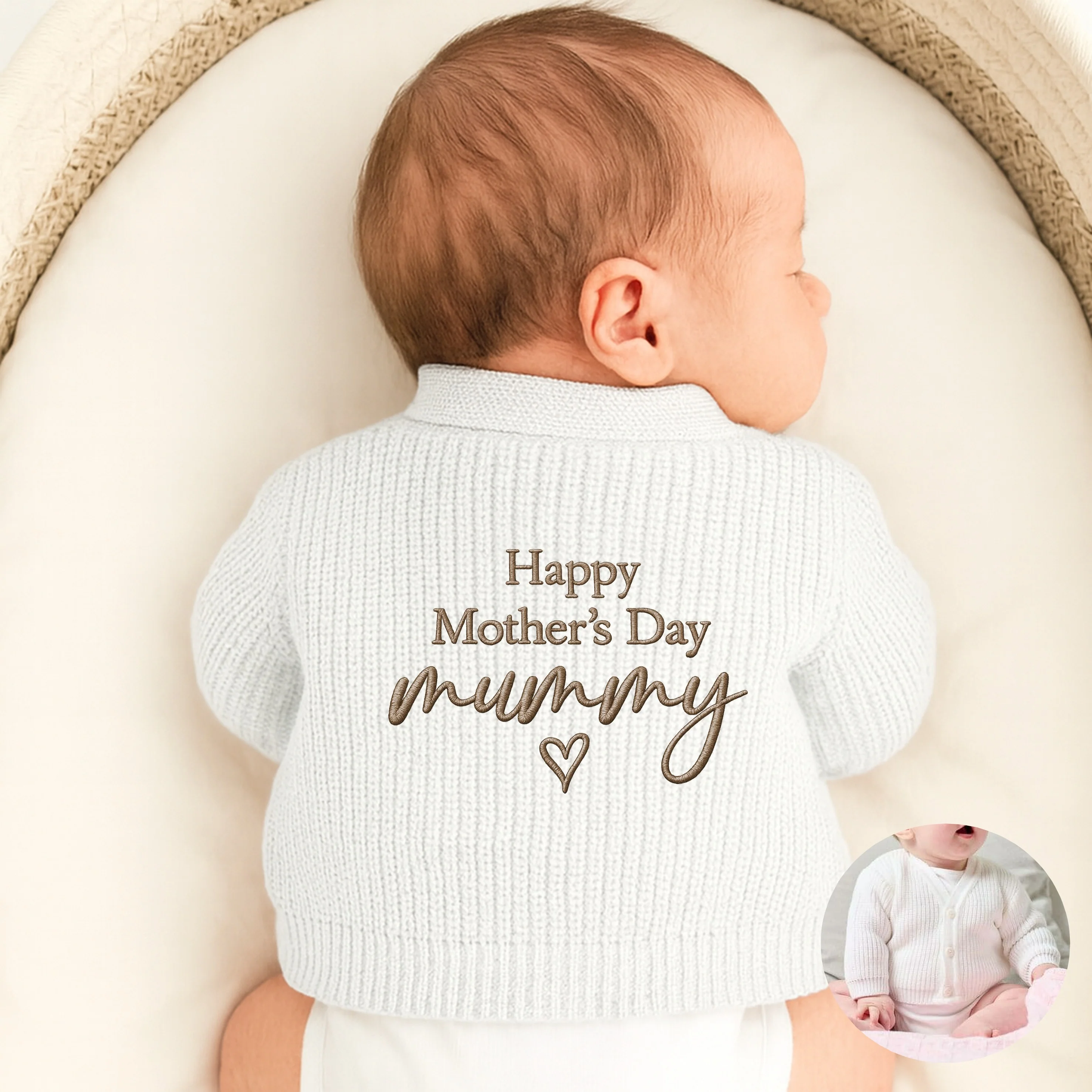 Embroidered Happy Mother's Day Mummy's Valentine Knitted Cardigan - Image 2
