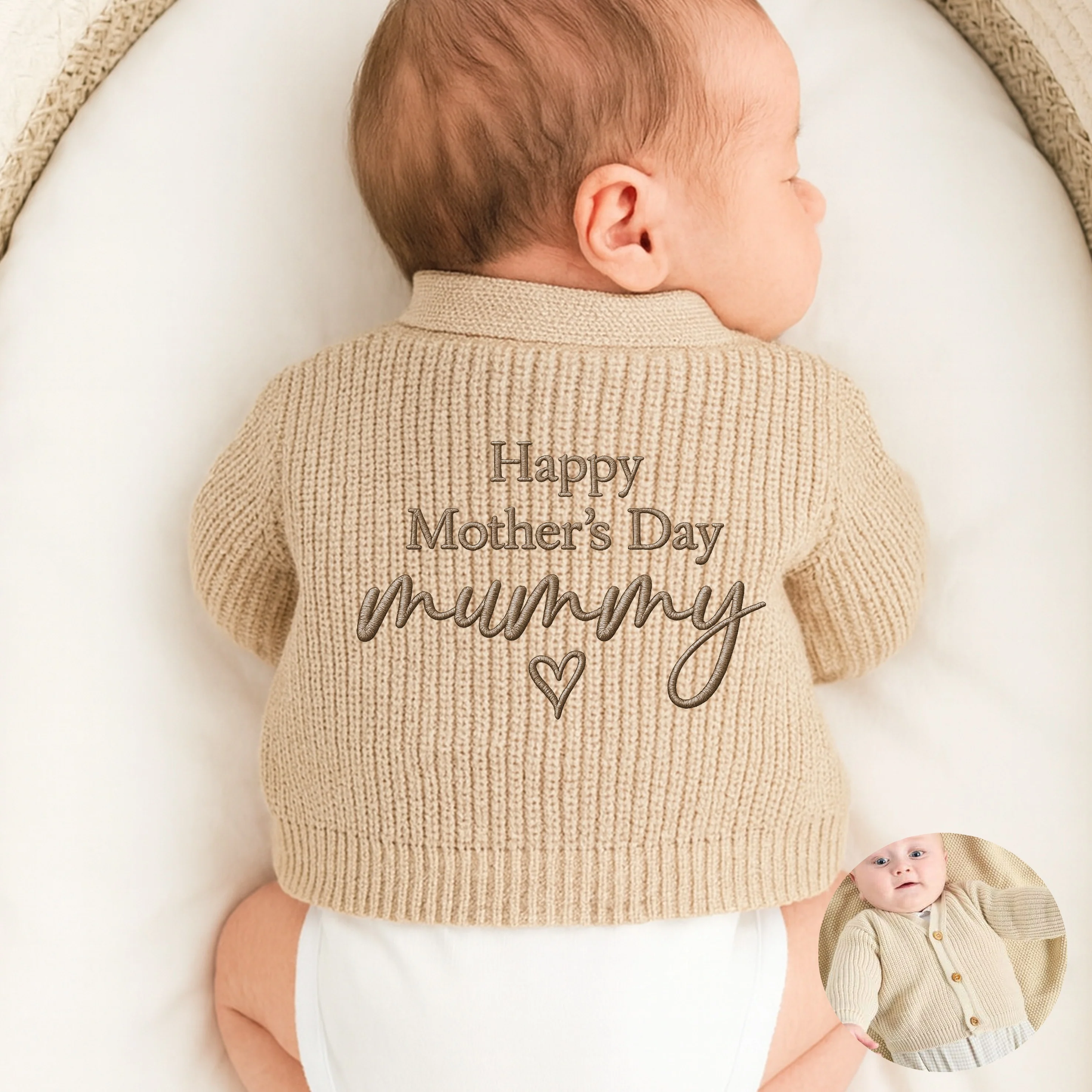 Embroidered Happy Mother's Day Mummy's Valentine Knitted Cardigan - Image 3