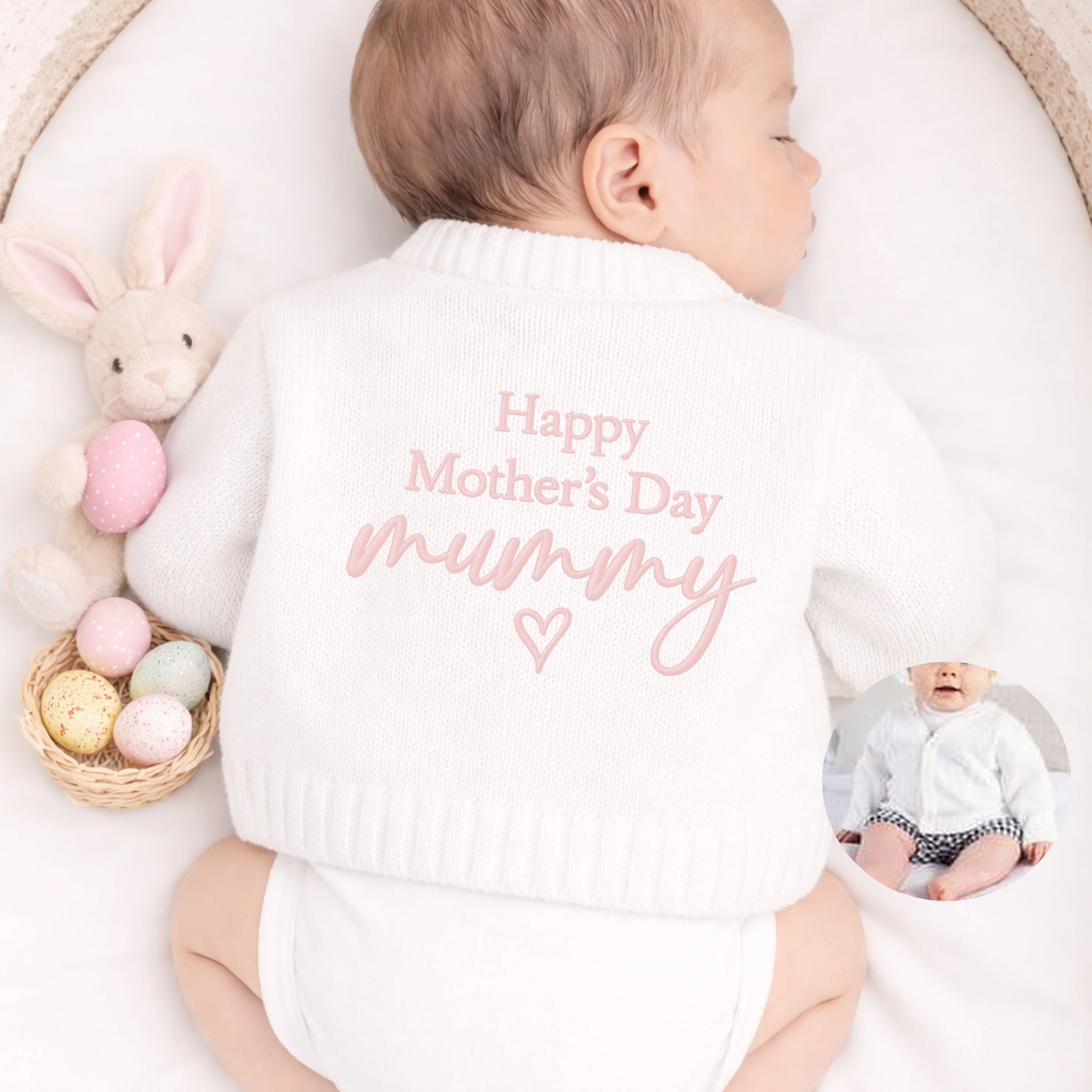 Embroidered Happy Mother's Day Mummy's Valentine Knitted Cardigan - Image 5