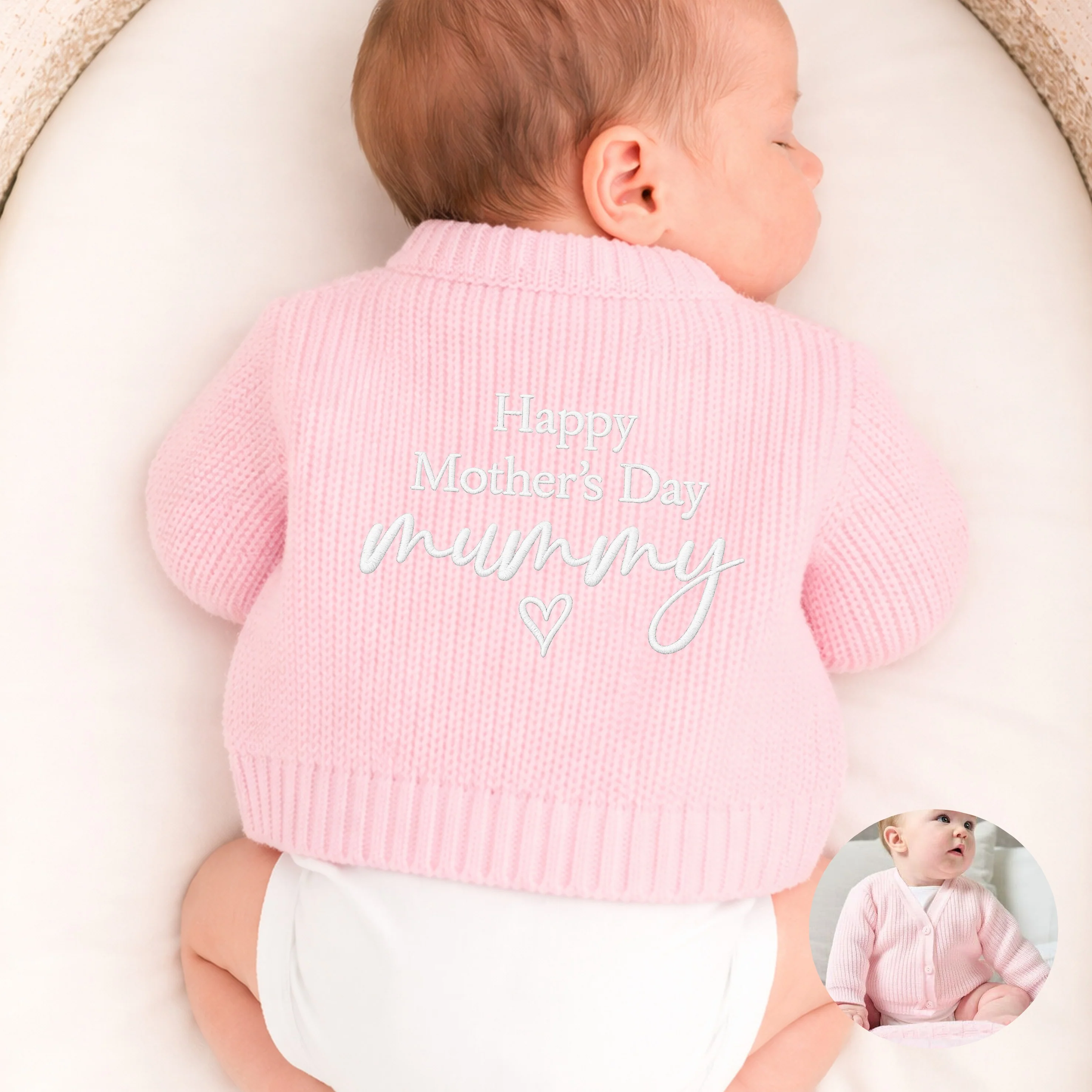 Embroidered Happy Mother's Day Mummy's Valentine Knitted Cardigan - Image 6