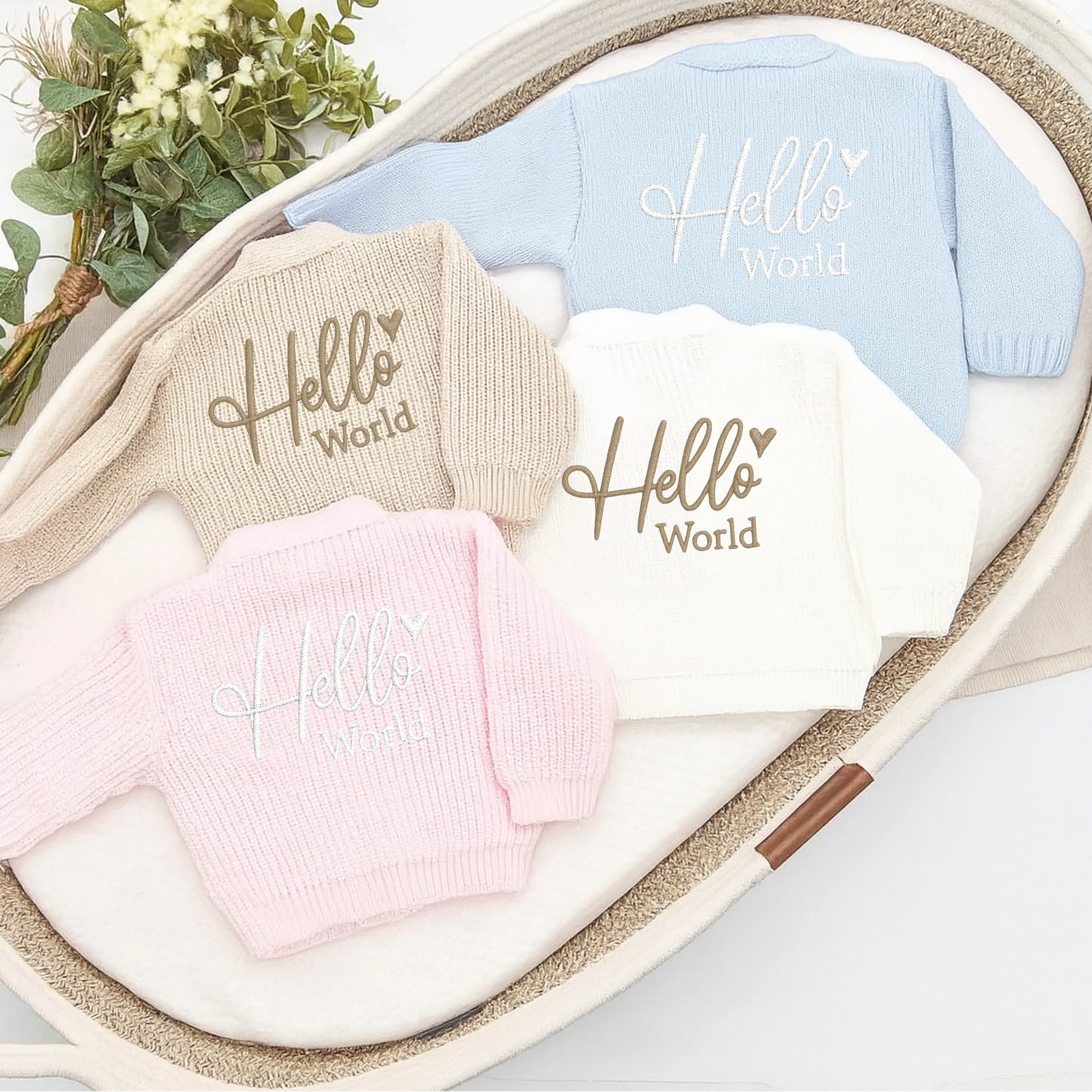 Embroidered Hello World Knitted Cardigan - Image 2