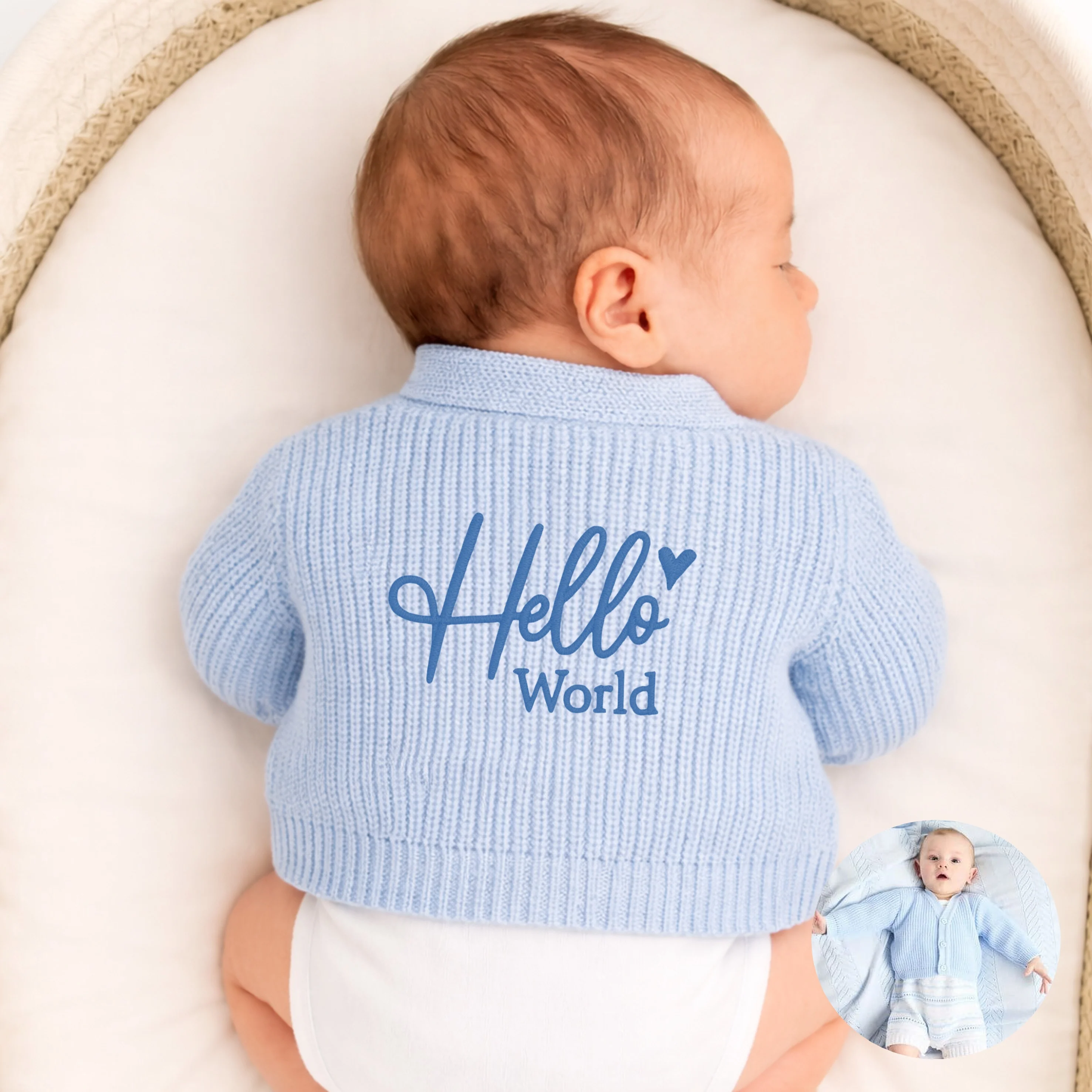 Embroidered Hello World Knitted Cardigan - Image 3