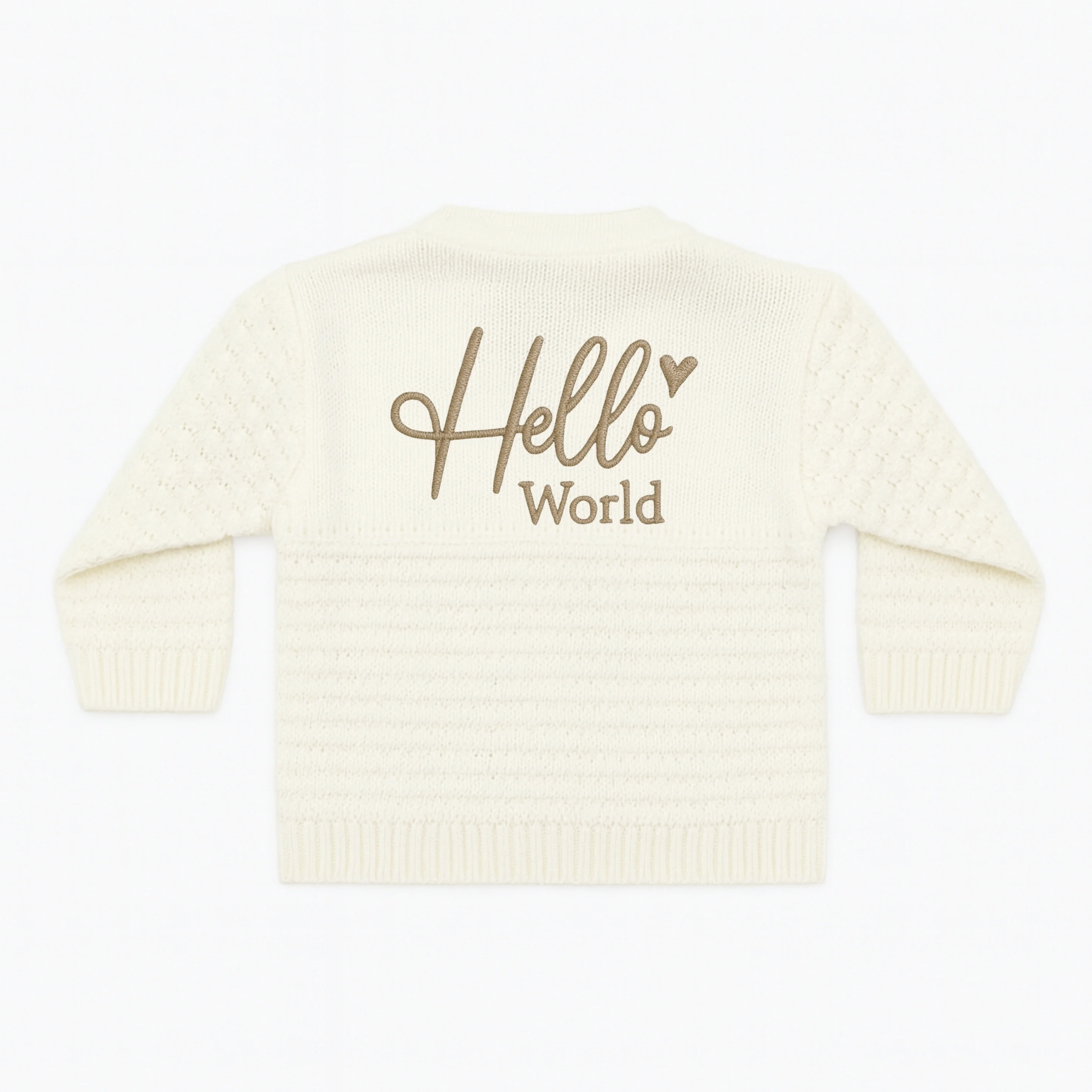 Embroidered Hello World Knitted Cardigan - Image 6