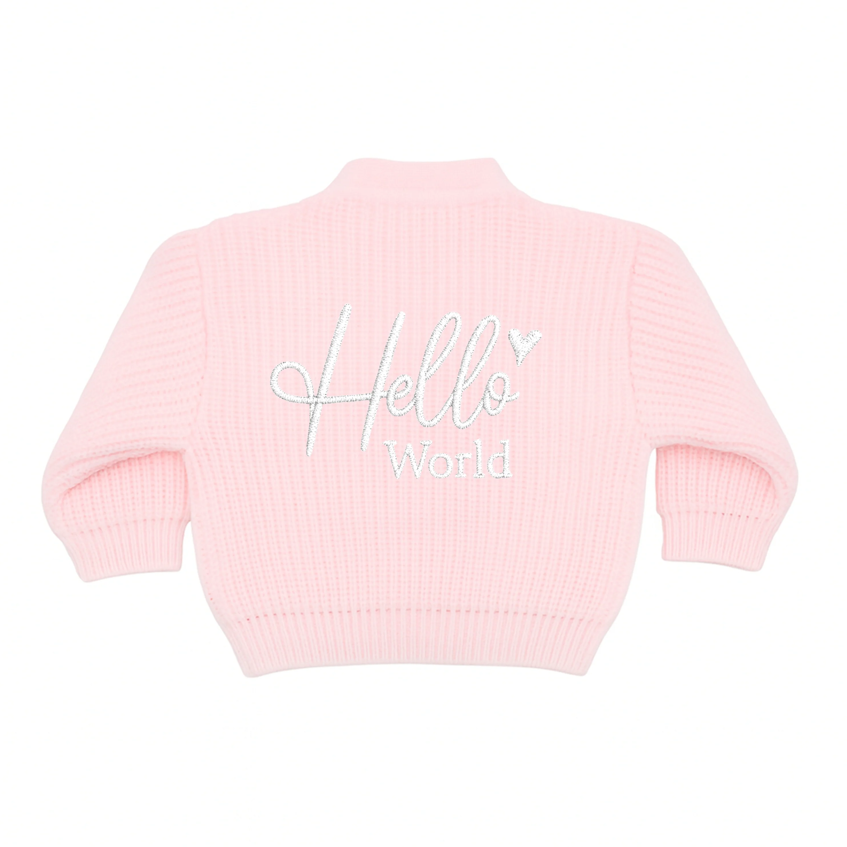 Embroidered Hello World Knitted Cardigan - Image 7