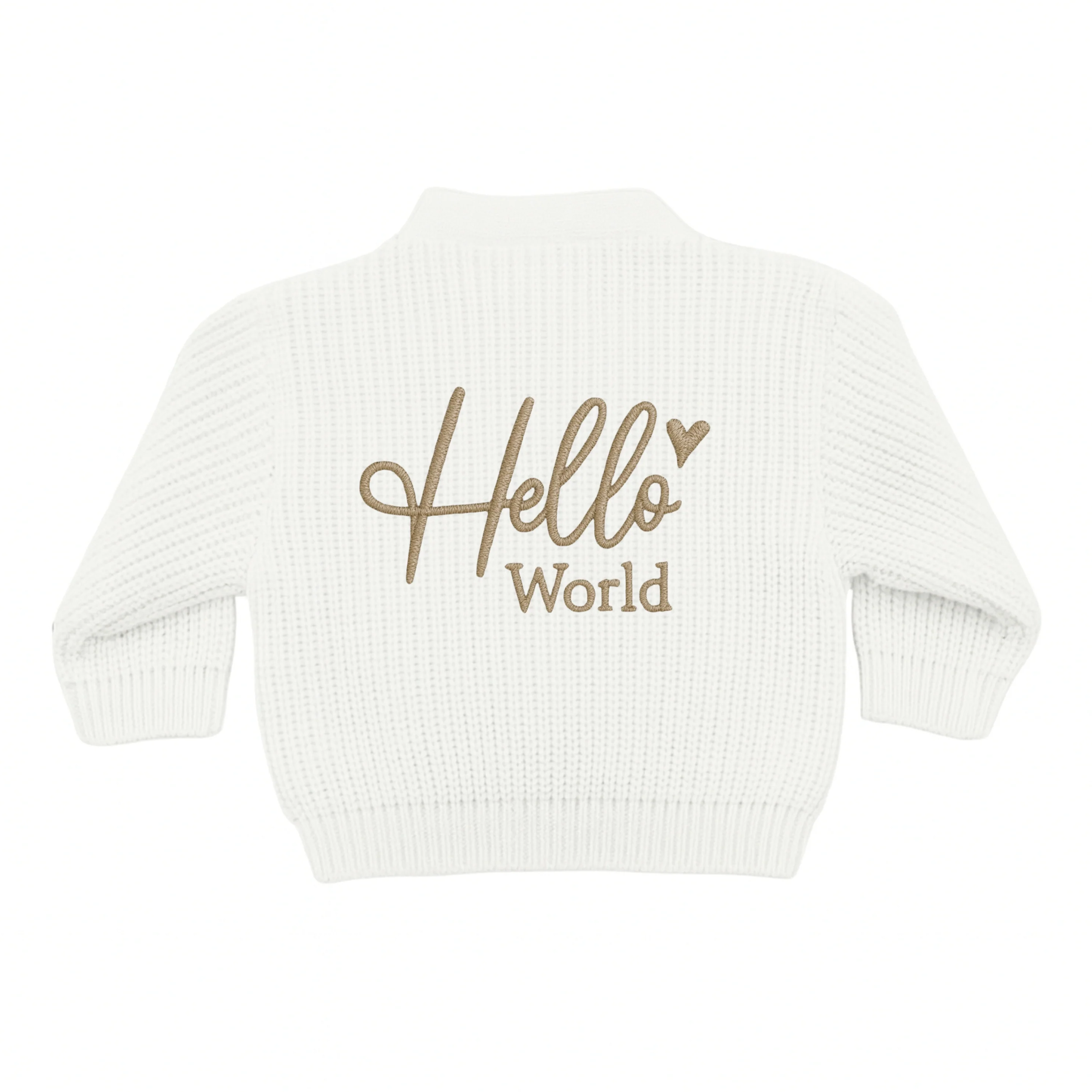 Embroidered Hello World Knitted Cardigan - Image 8