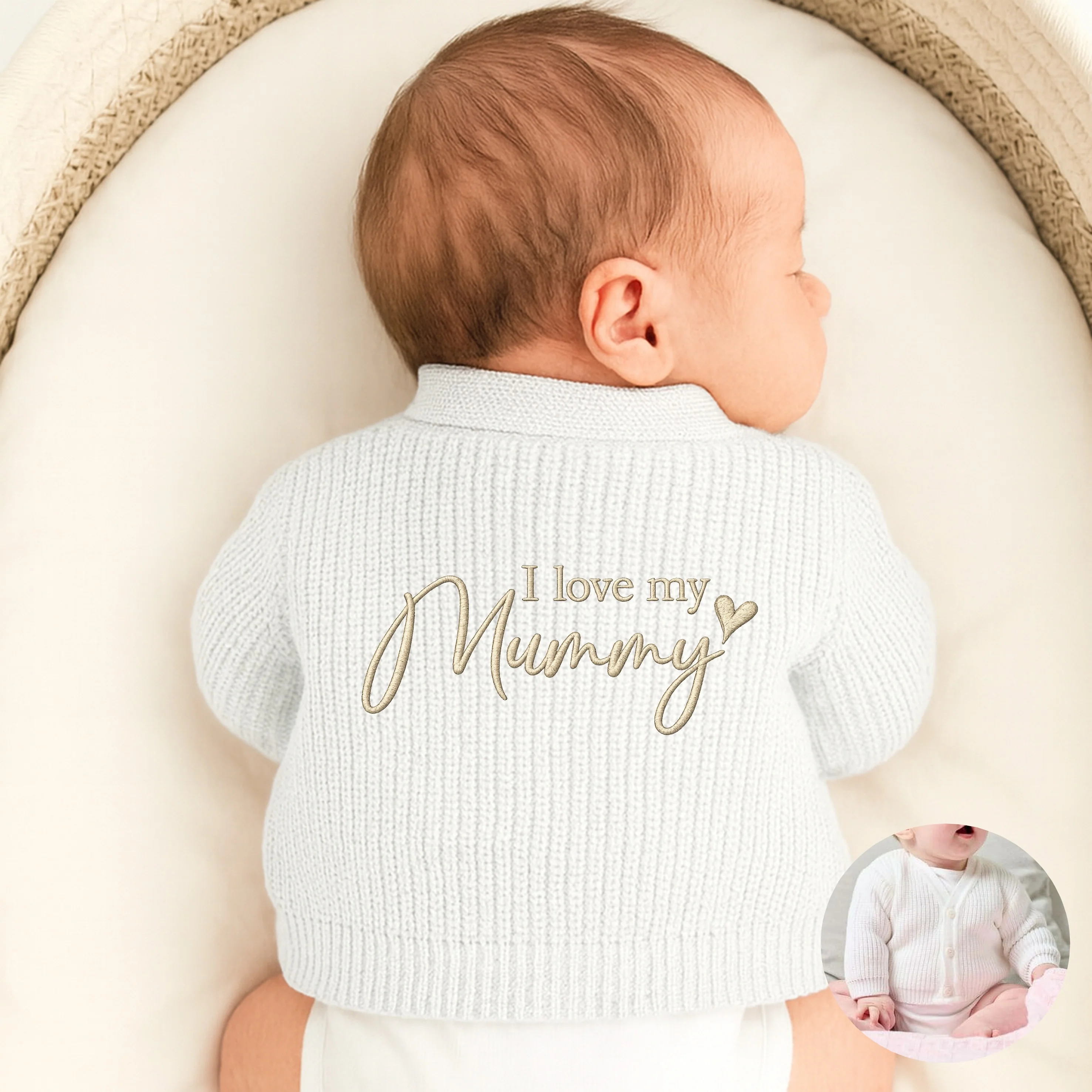 Embroidered I Love My Mummy Knitted Cardigan - Image 3