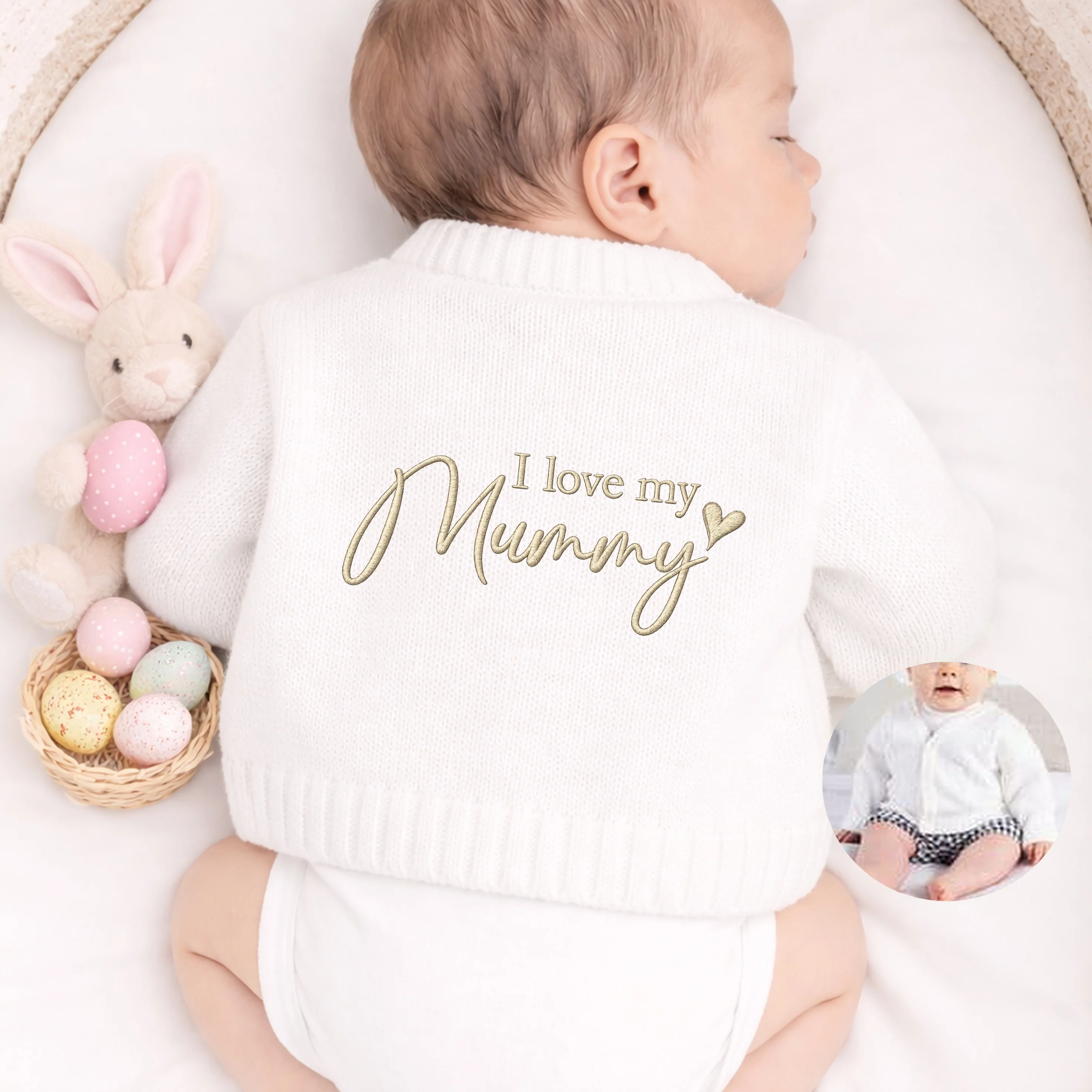 Embroidered I Love My Mummy Knitted Cardigan - Image 6