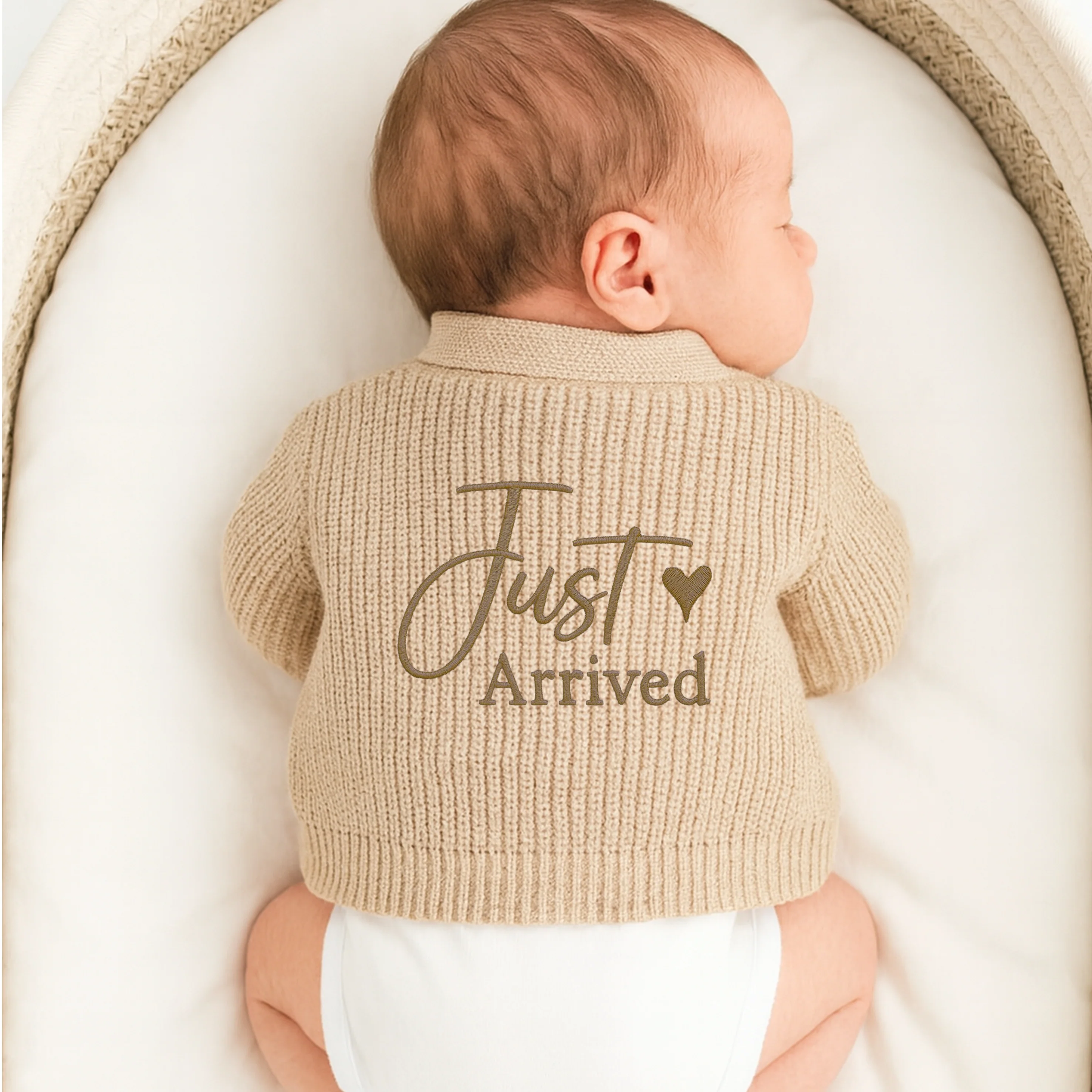 Embroidered Just Arrived Knitted Cardigan