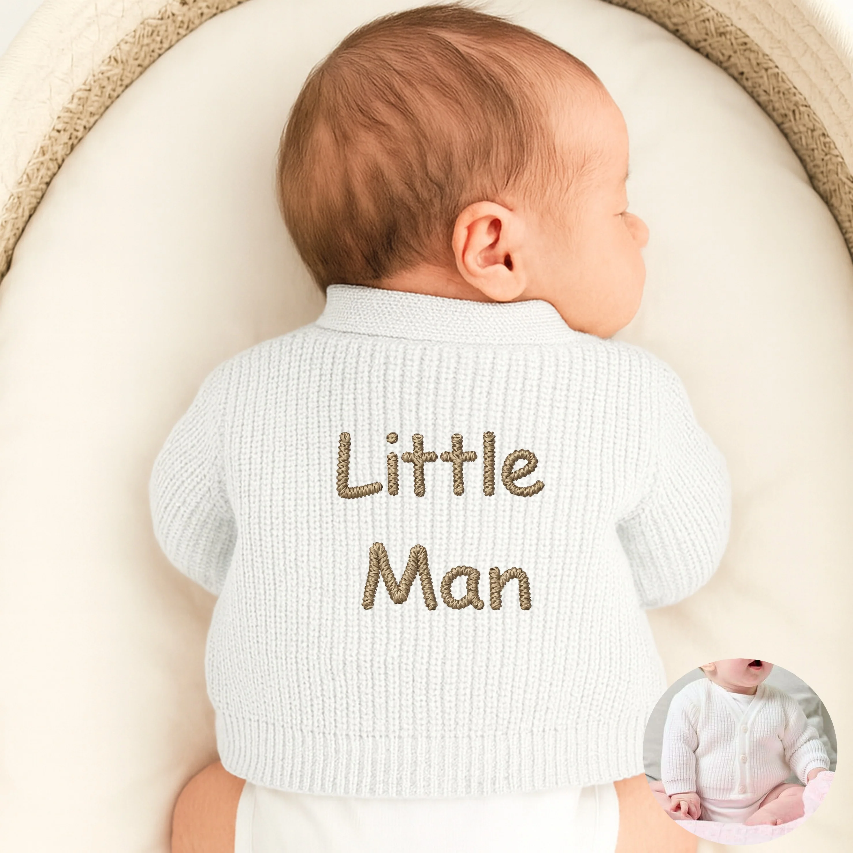 Embroidered Little Man Knitted Cardigan - Image 3