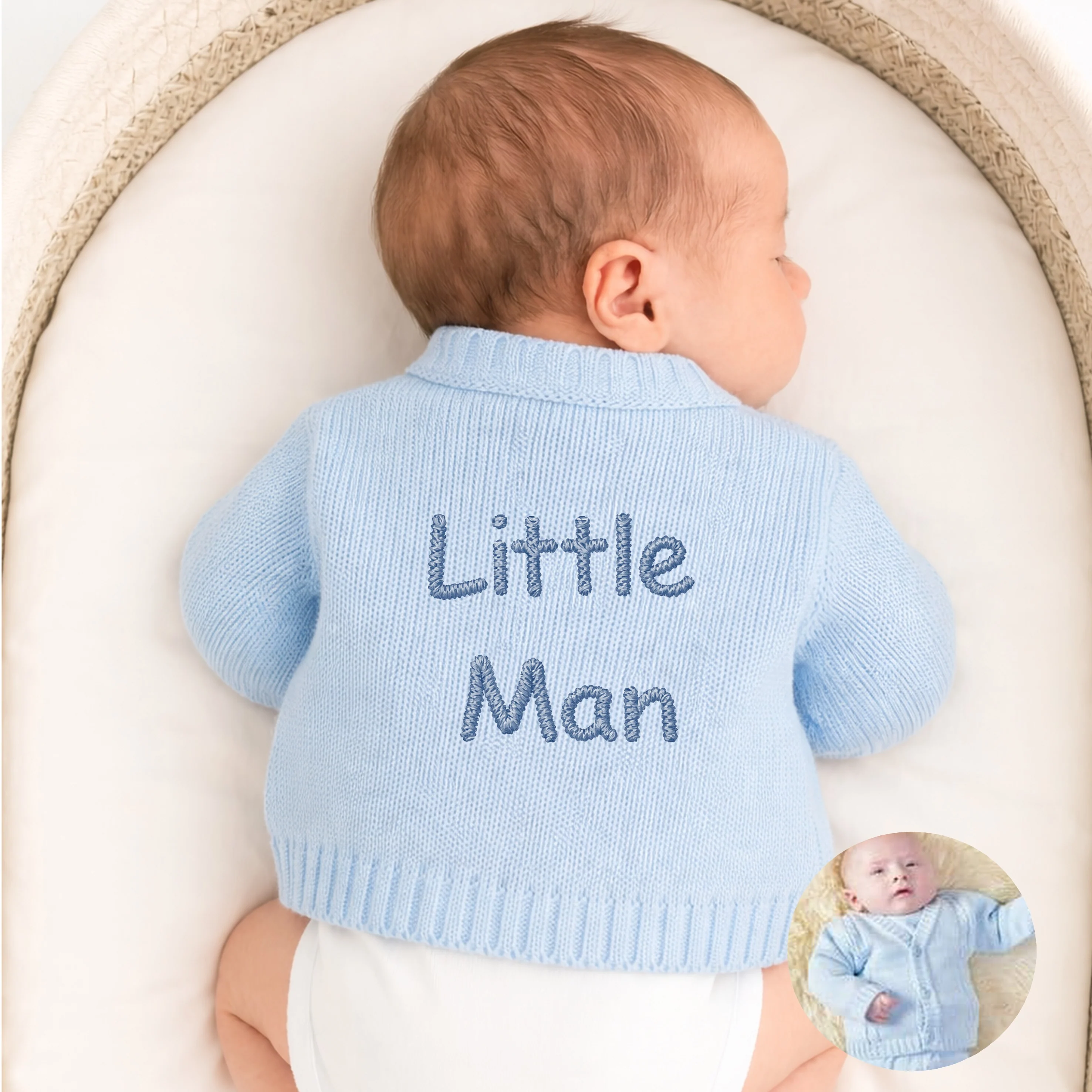 Embroidered Little Man Knitted Cardigan - Image 5