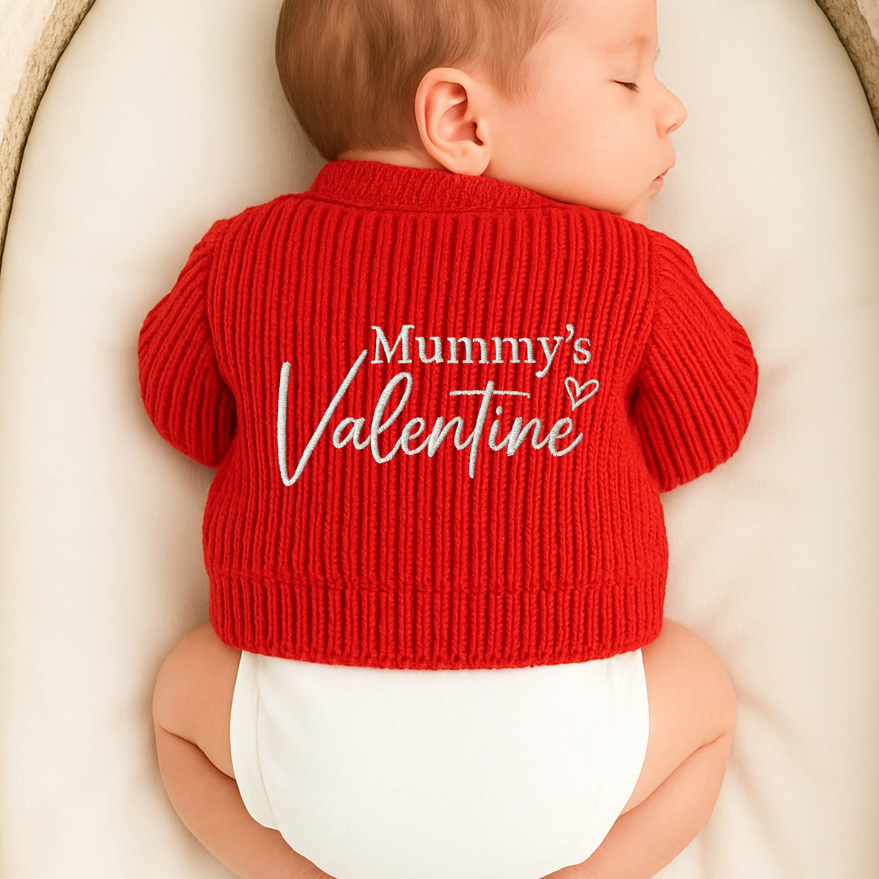 Embroidered Mummy's Valentine Knitted Cardigan - Image 3