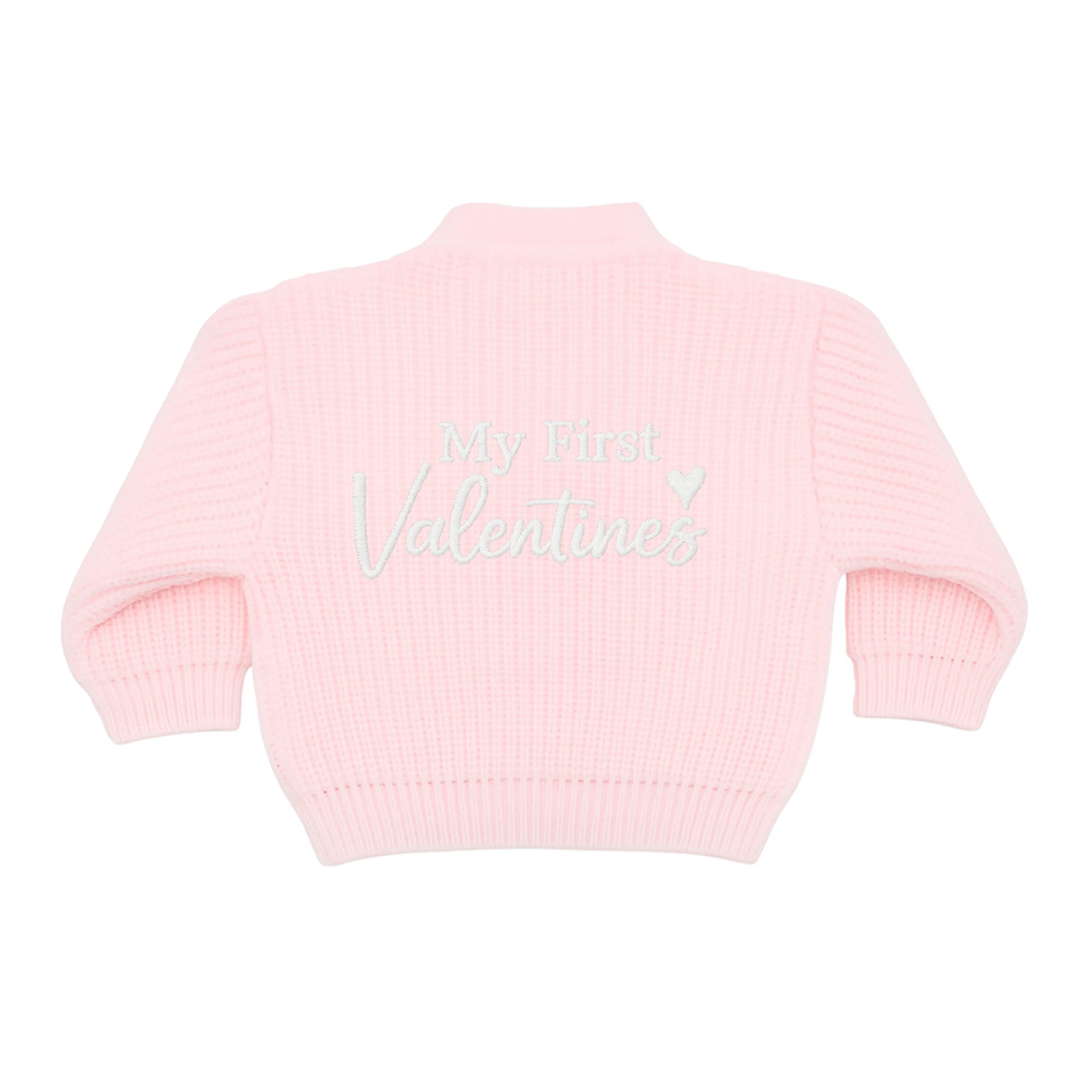 Embroidered My First Valentine's Day Knitted Cardigan - Image 5