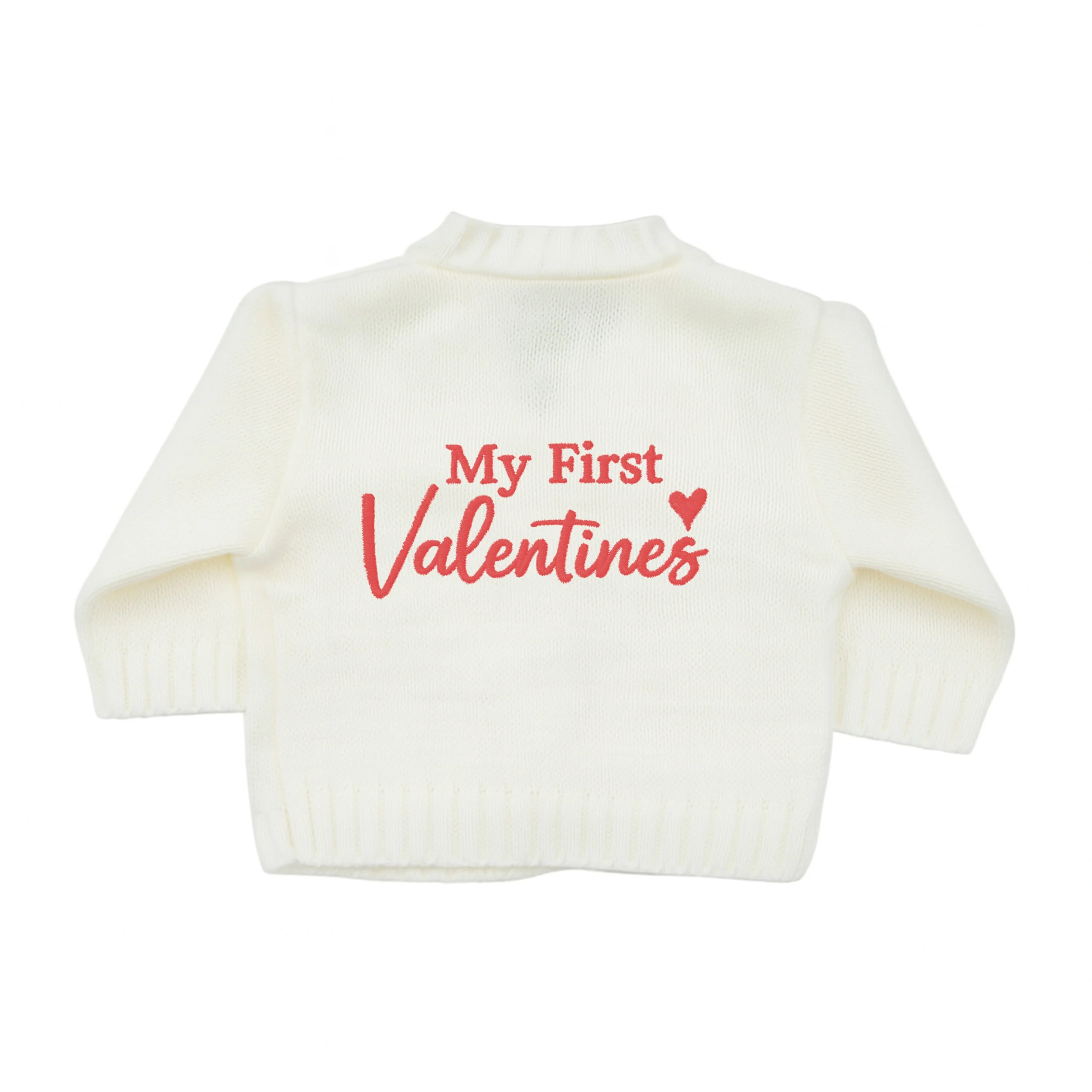 Embroidered My First Valentine's Day Knitted Cardigan - Image 7