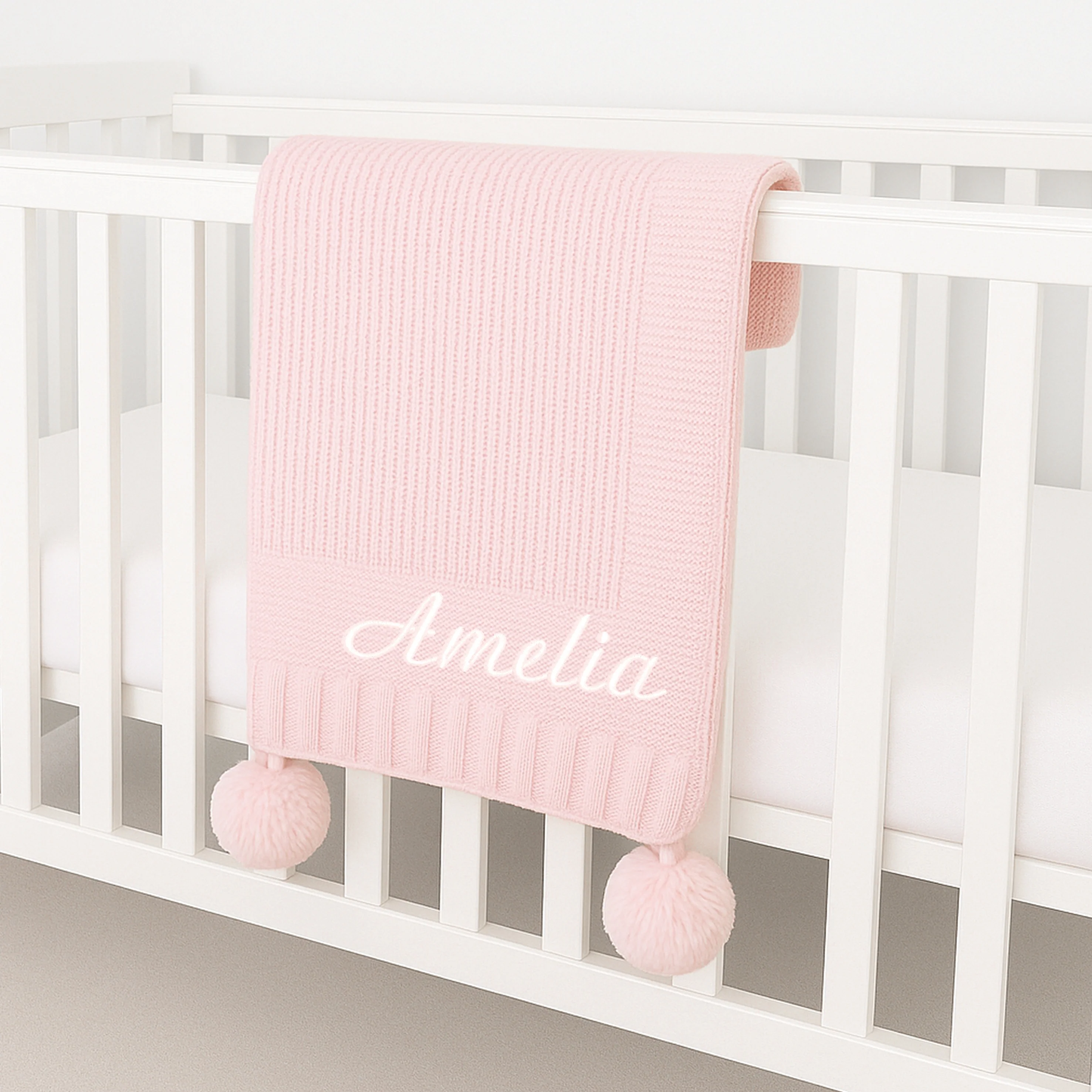 Embroidered Pink Blanket, Hat and Booties Gift Set - Image 3