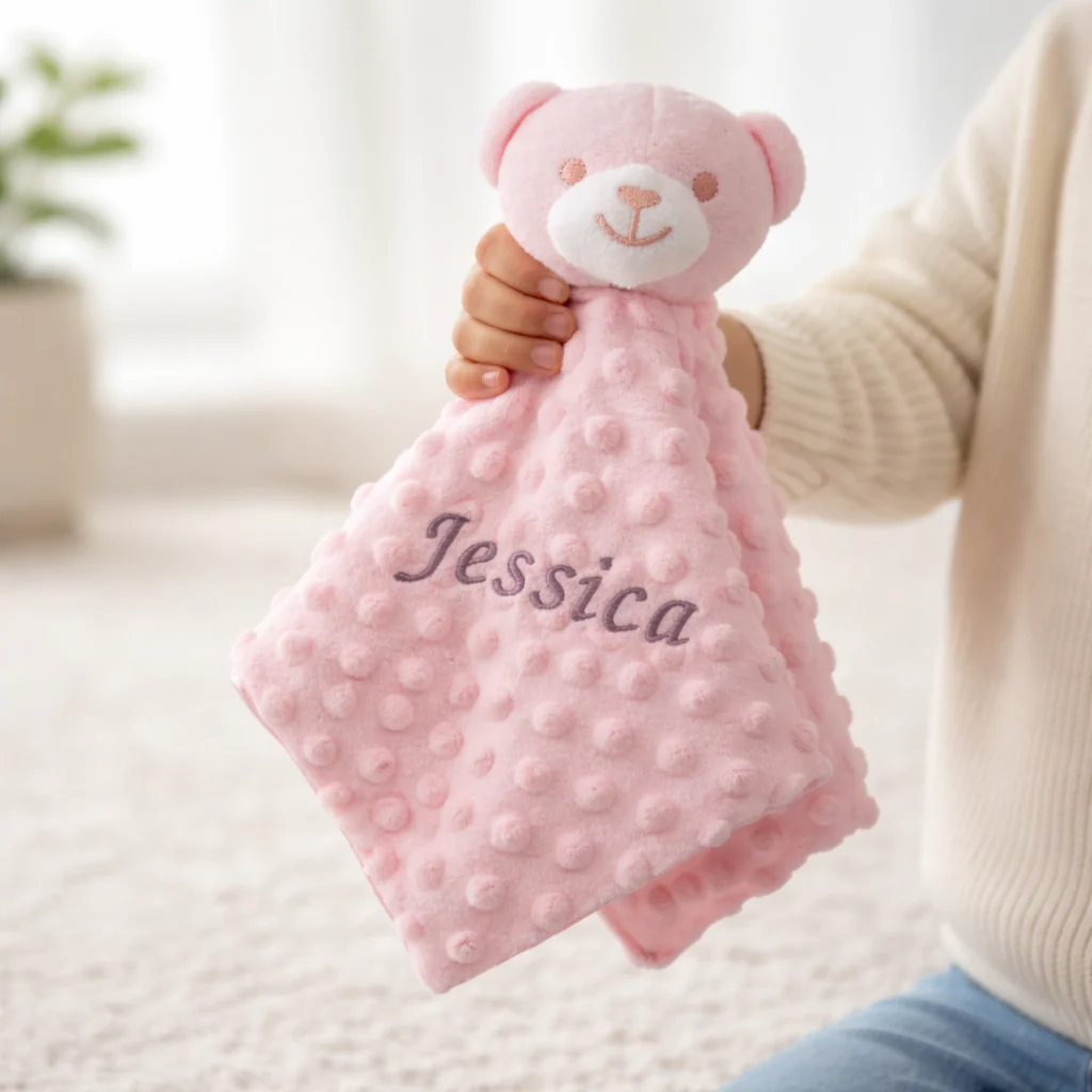 Embroidered Pink Dimple Blanket and Comforter Gift Set - Image 4