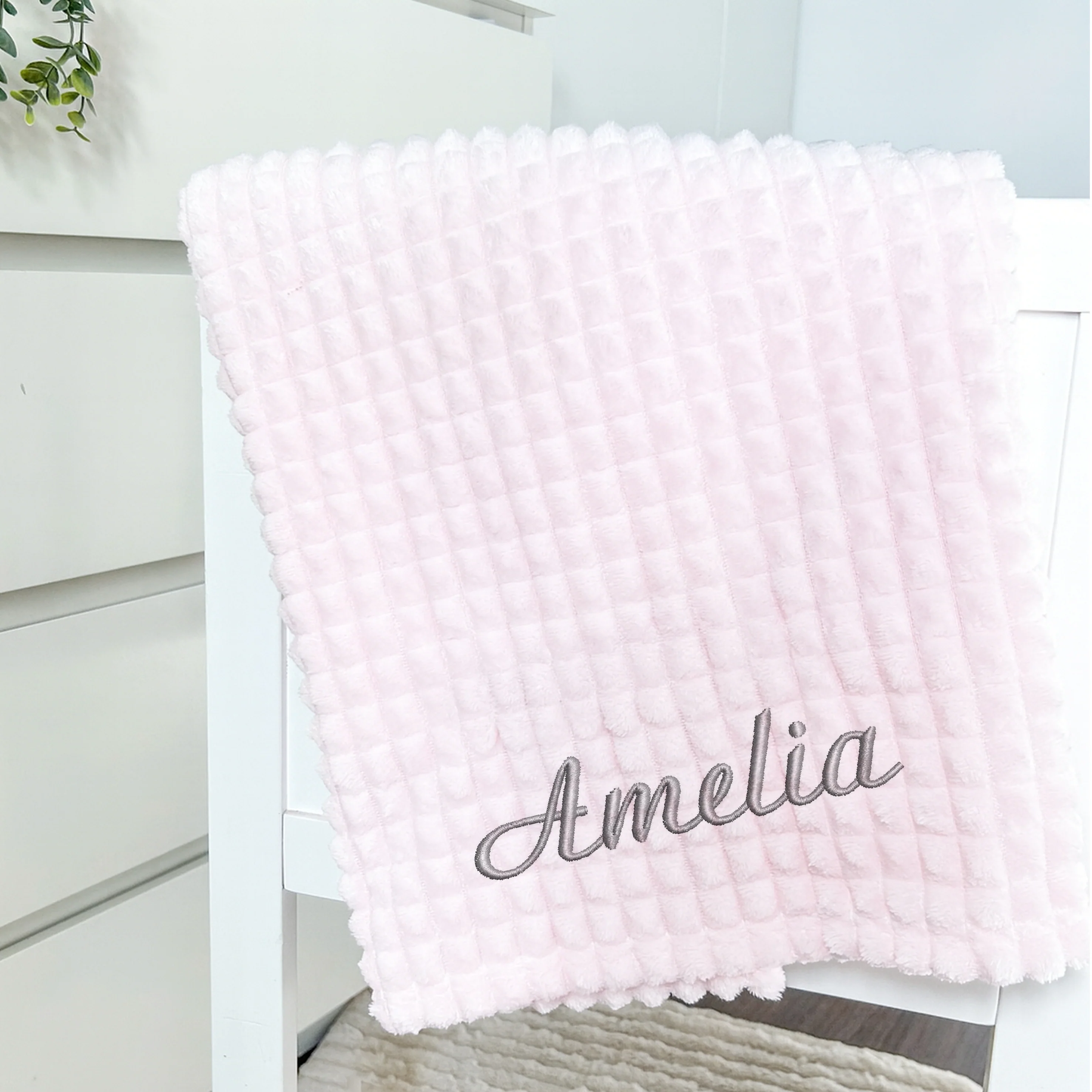 Embroidered Pink Personalised Blanket or Comforter - Image 4