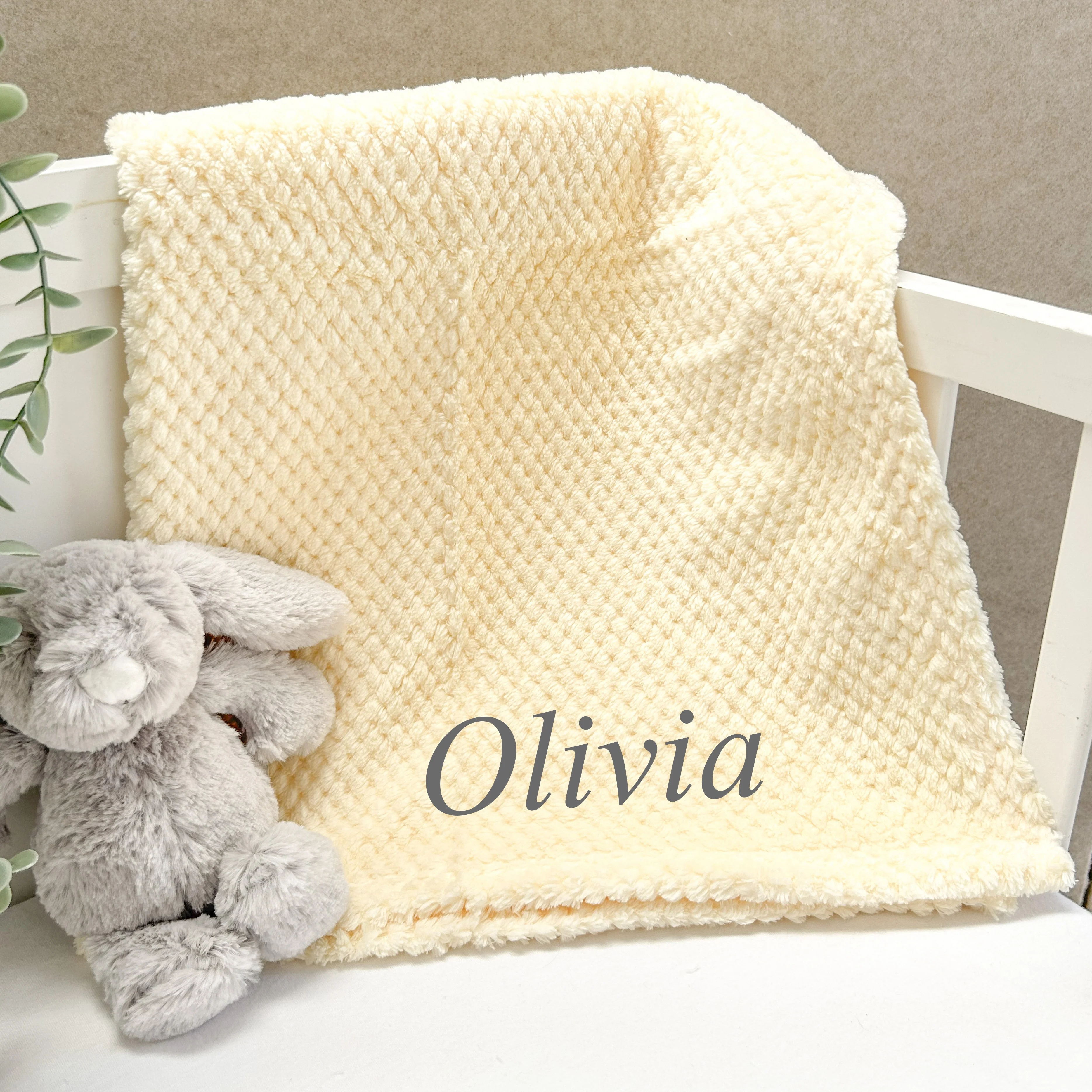 Embroidered Yellow Dimple Blanket and Comforter Gift Set - Image 6