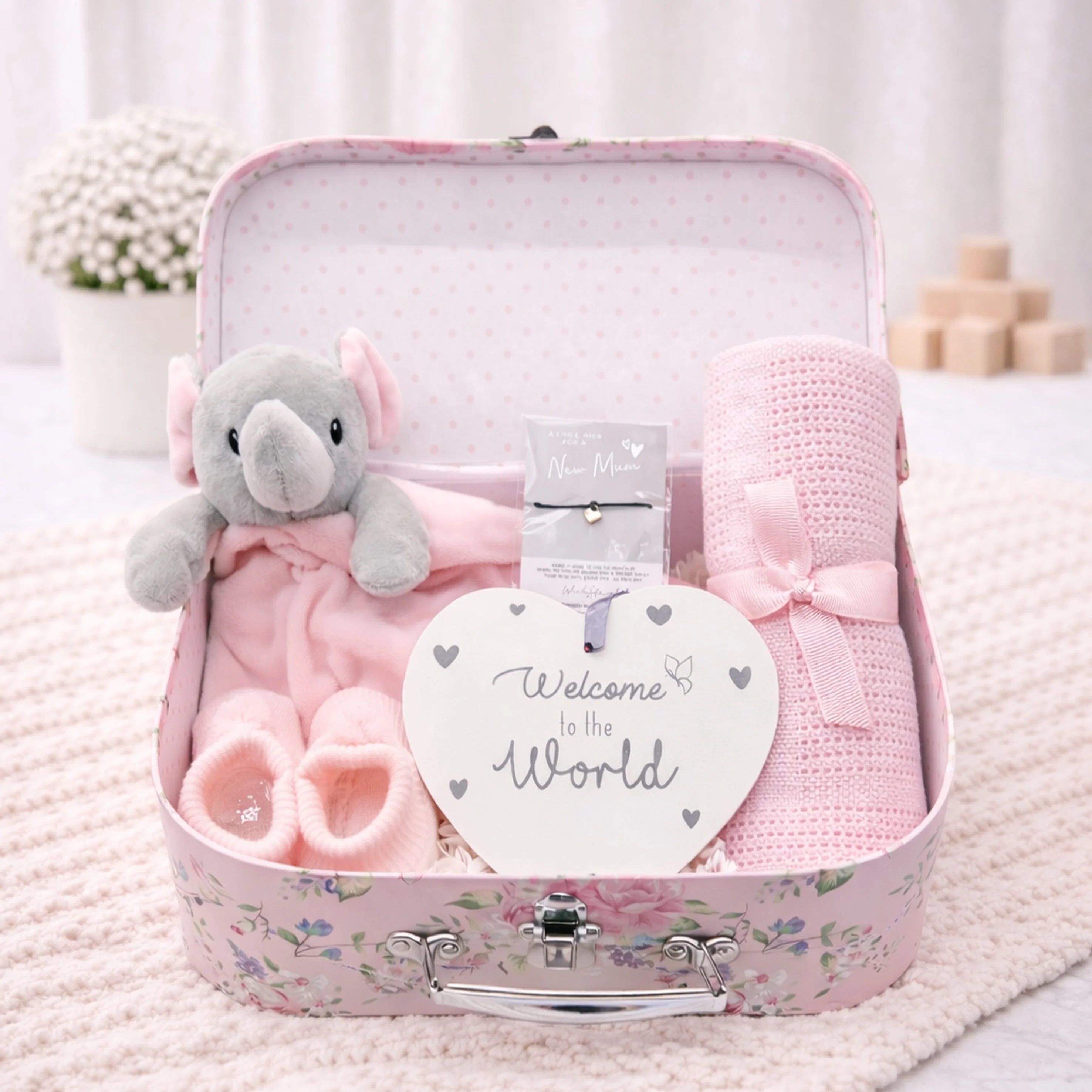 Girls Pink Suitcase Baby Gift Hamper Set