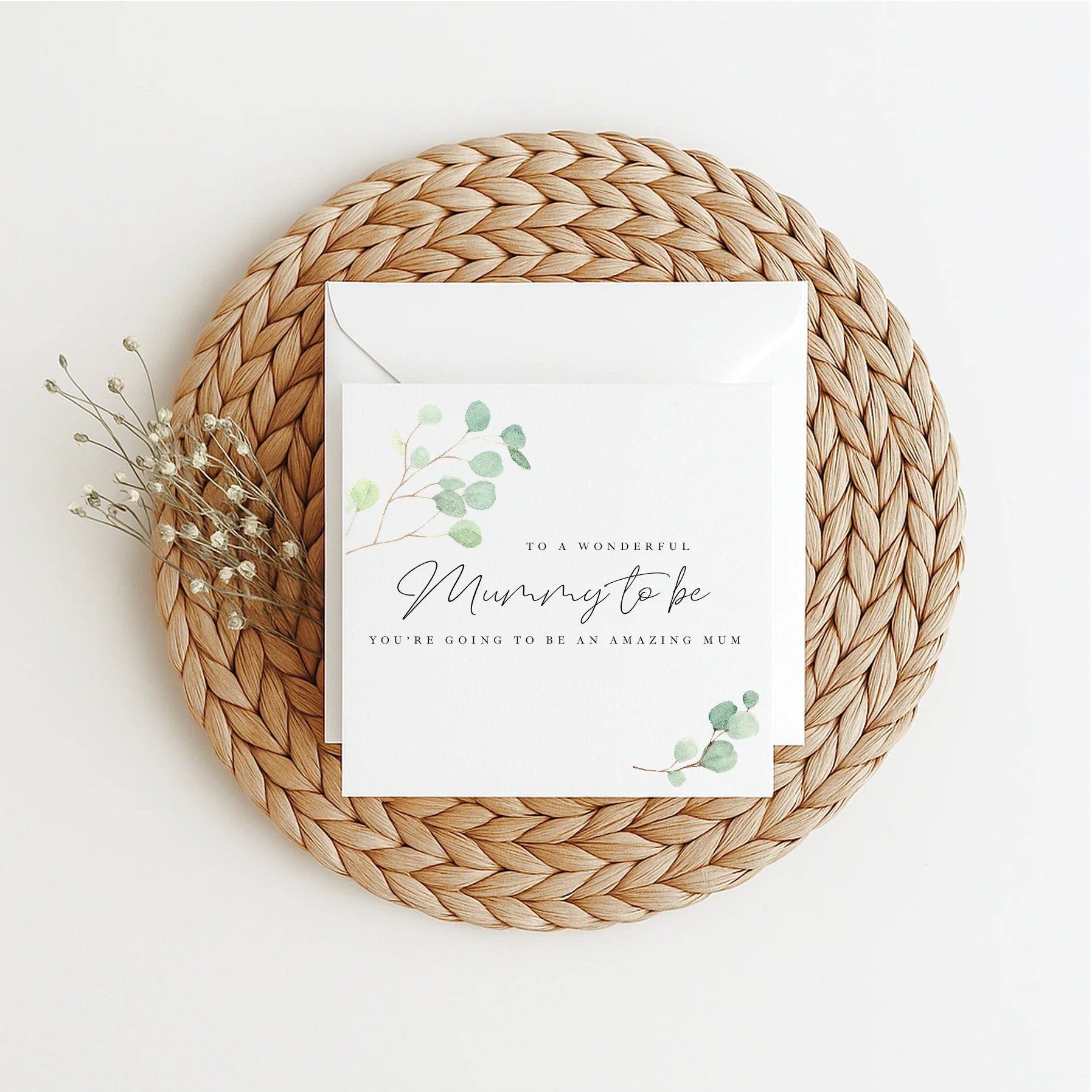 Green Leaf Mummy to Be Baby Shower Card - Image 5