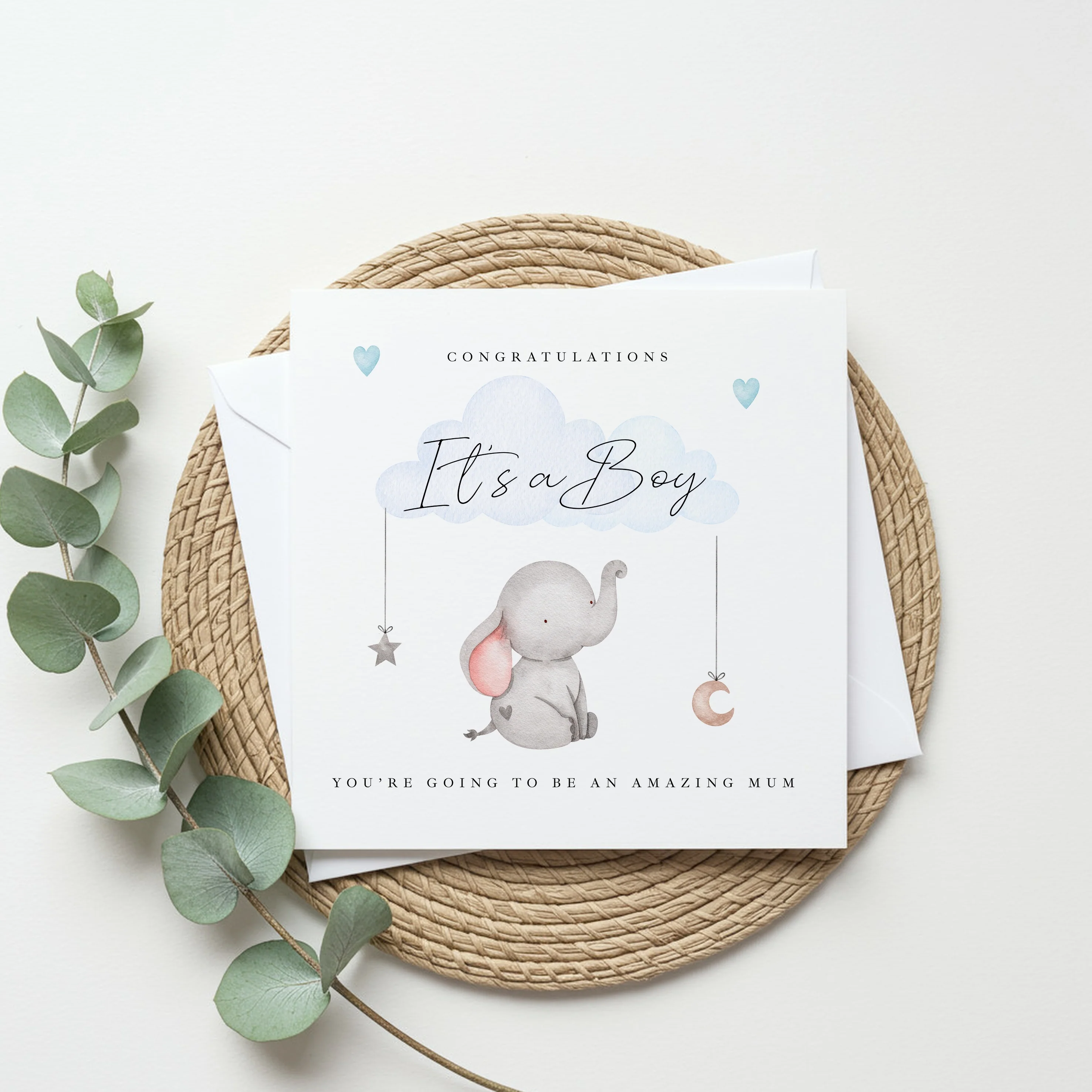 Grey Elephant, It's a Boy Baby Shower Card - Image 4