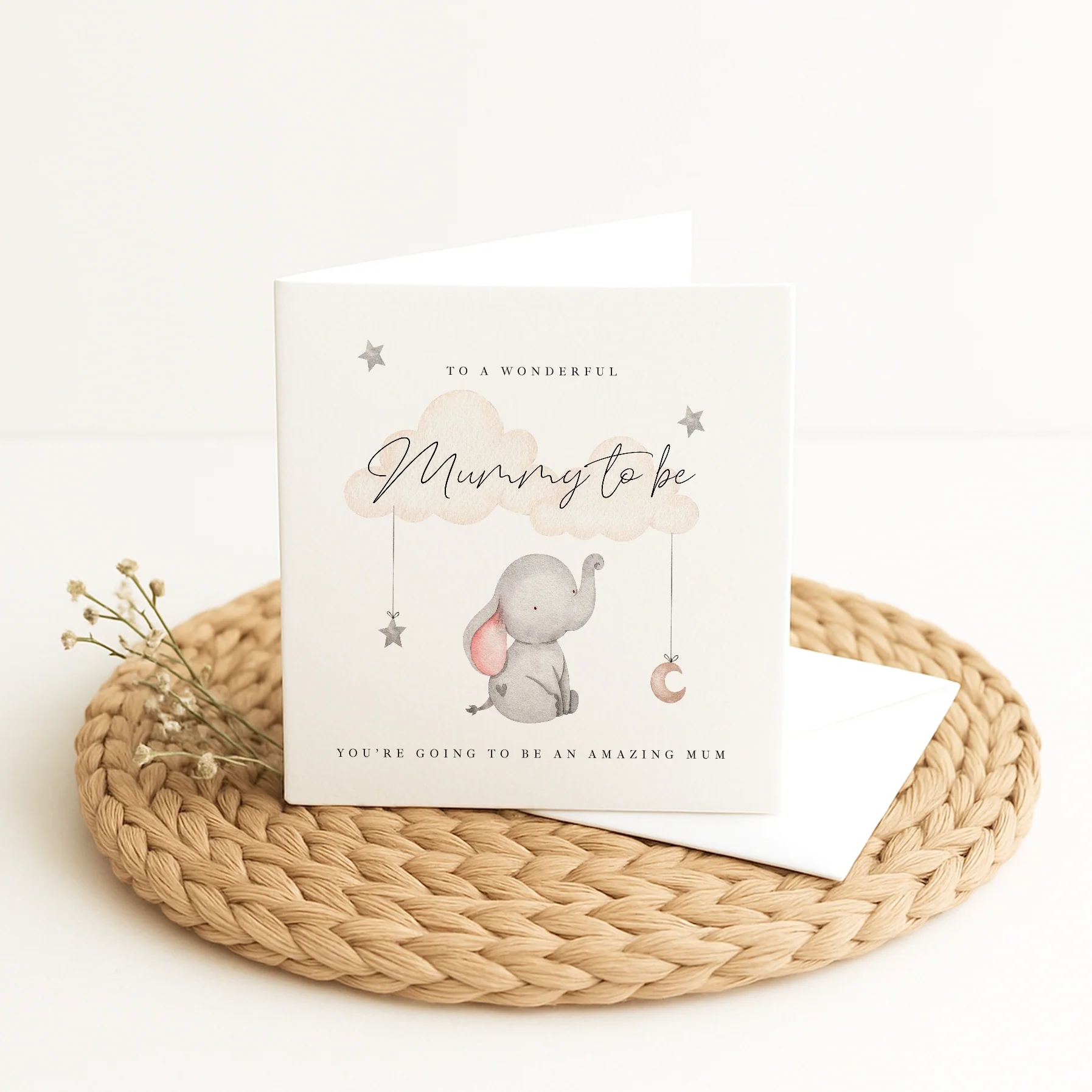Grey Elephant Mummy to Be Baby Shower Card - Image 3