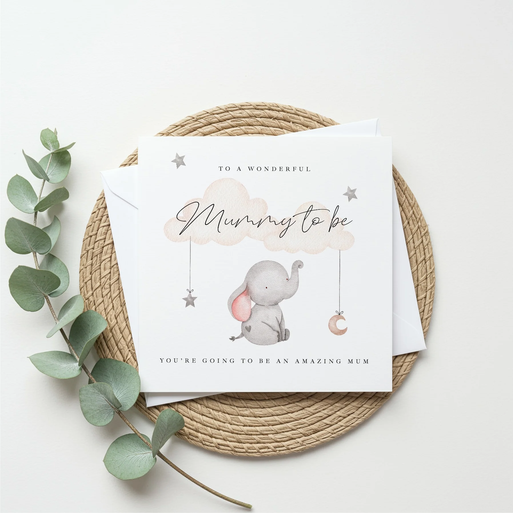 Grey Elephant Mummy to Be Baby Shower Card - Image 4