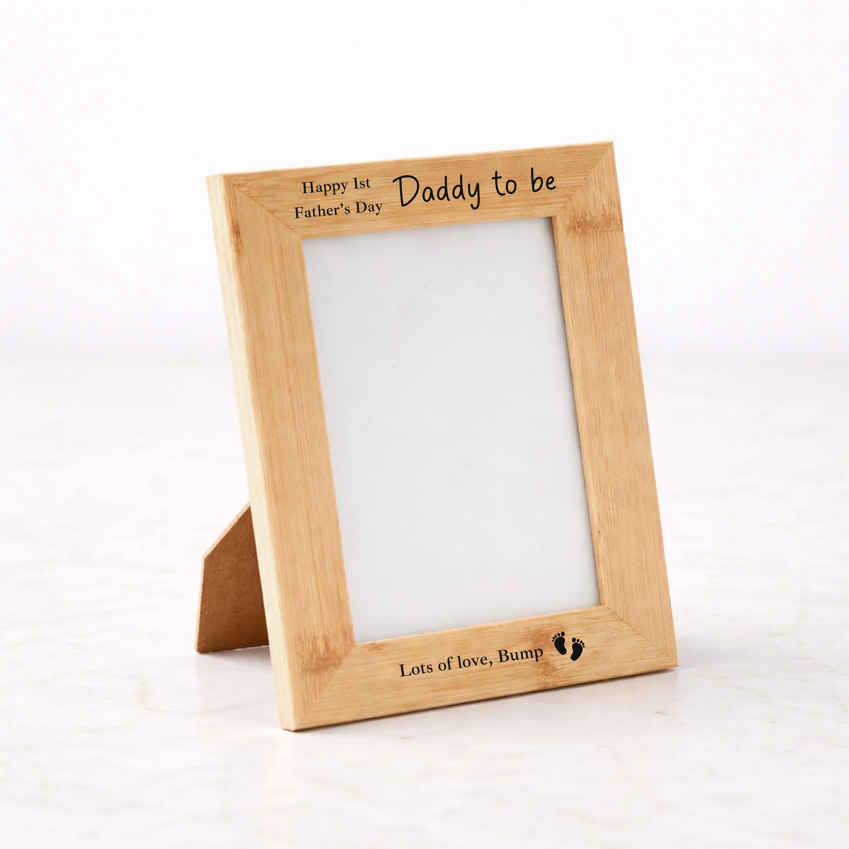 Happy Father's Day Daddy To Be Engraved Bamboo Photo Frame - Image 3