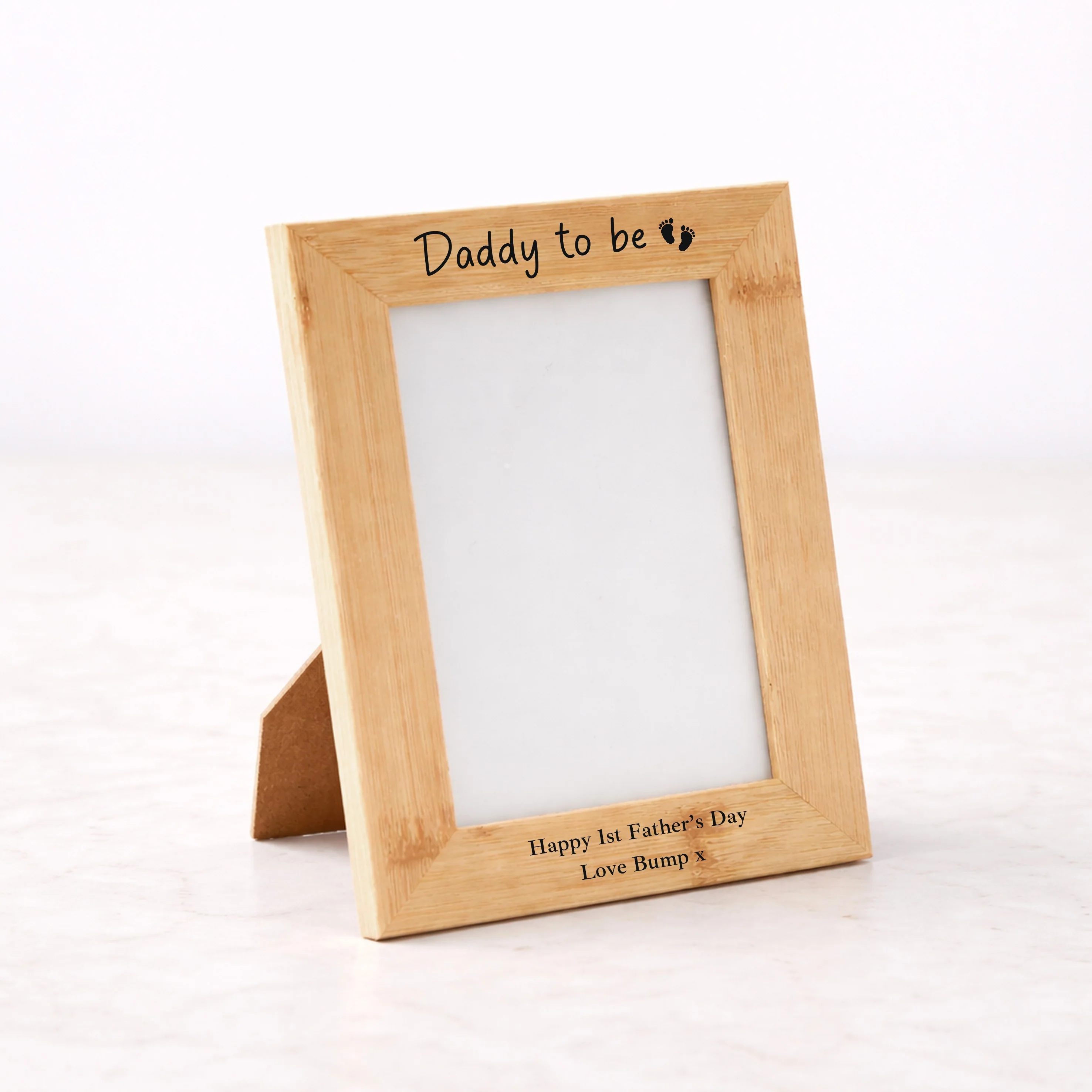 Happy Father's Day Daddy To Be Love Bump Engraved Bamboo Photo Frame - Image 3