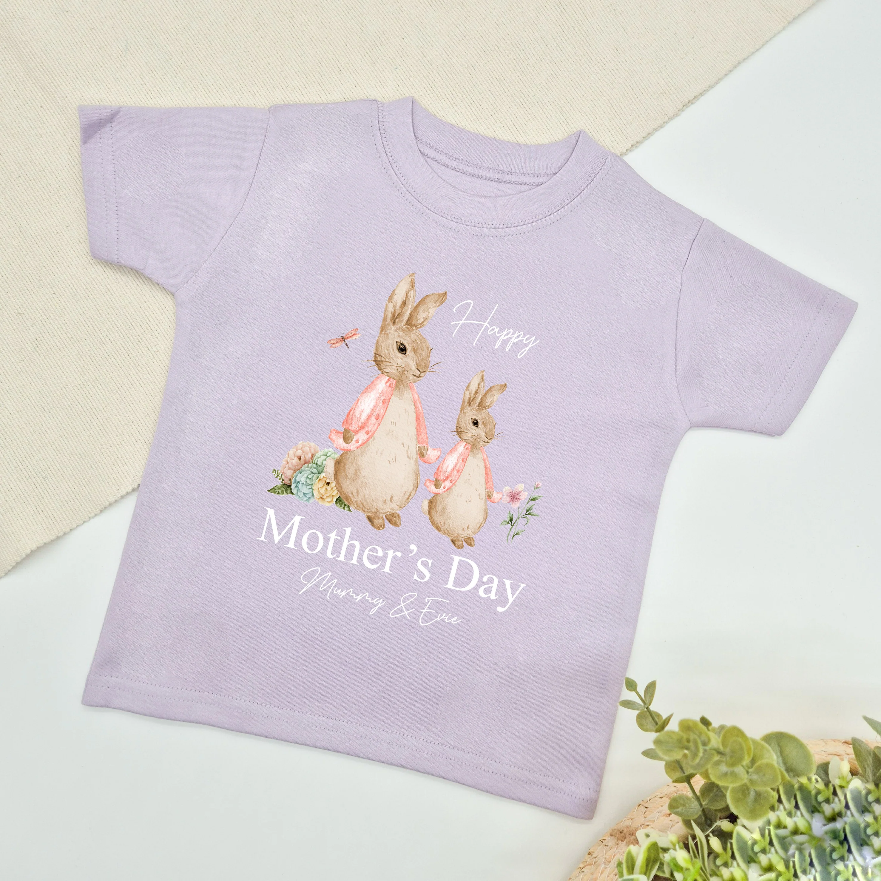 Personalised Happy Mother's Day Pink Bunnies T-shirt - Image 2