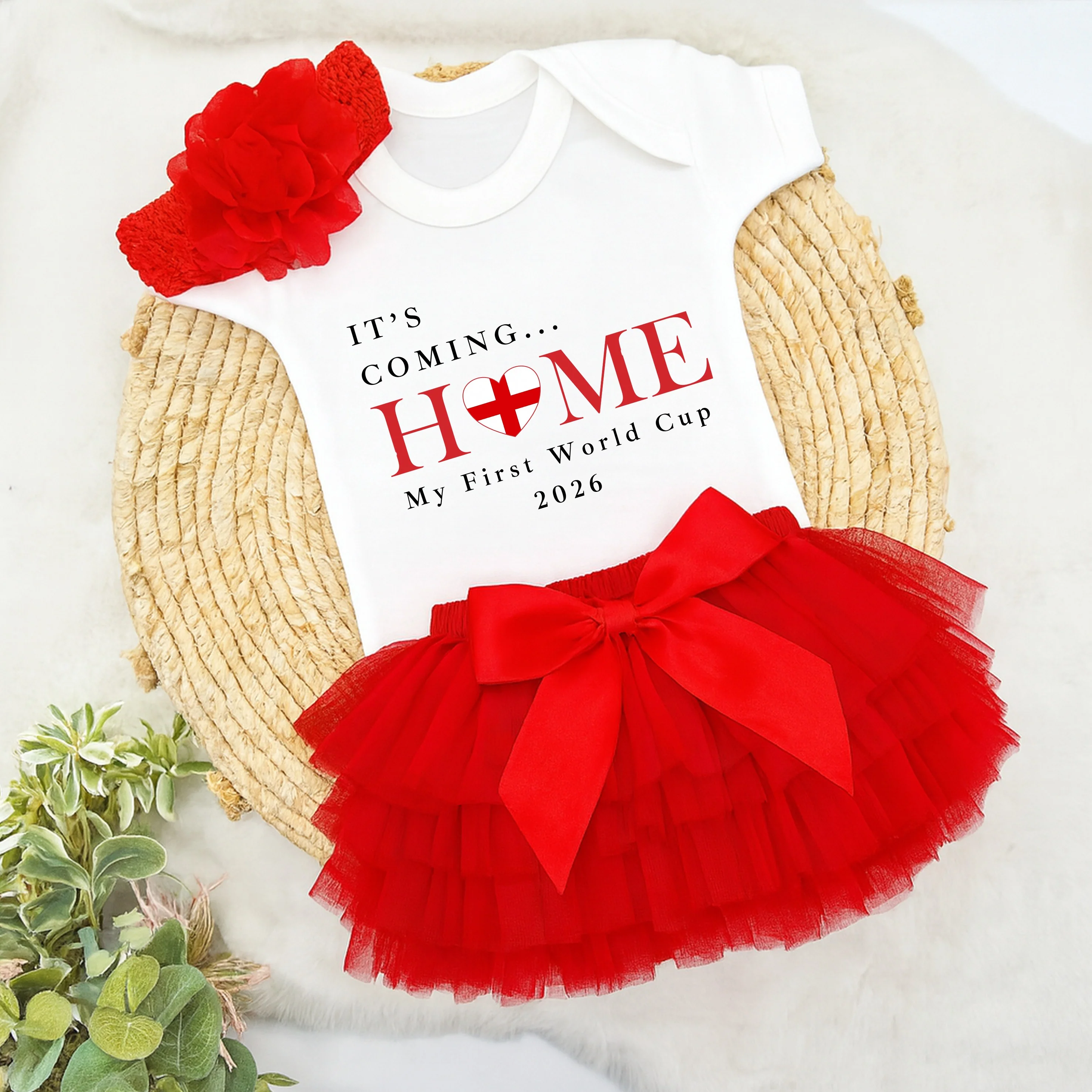 Heart It's Coming Home World Cup Baby Vest & Red Tutu Set