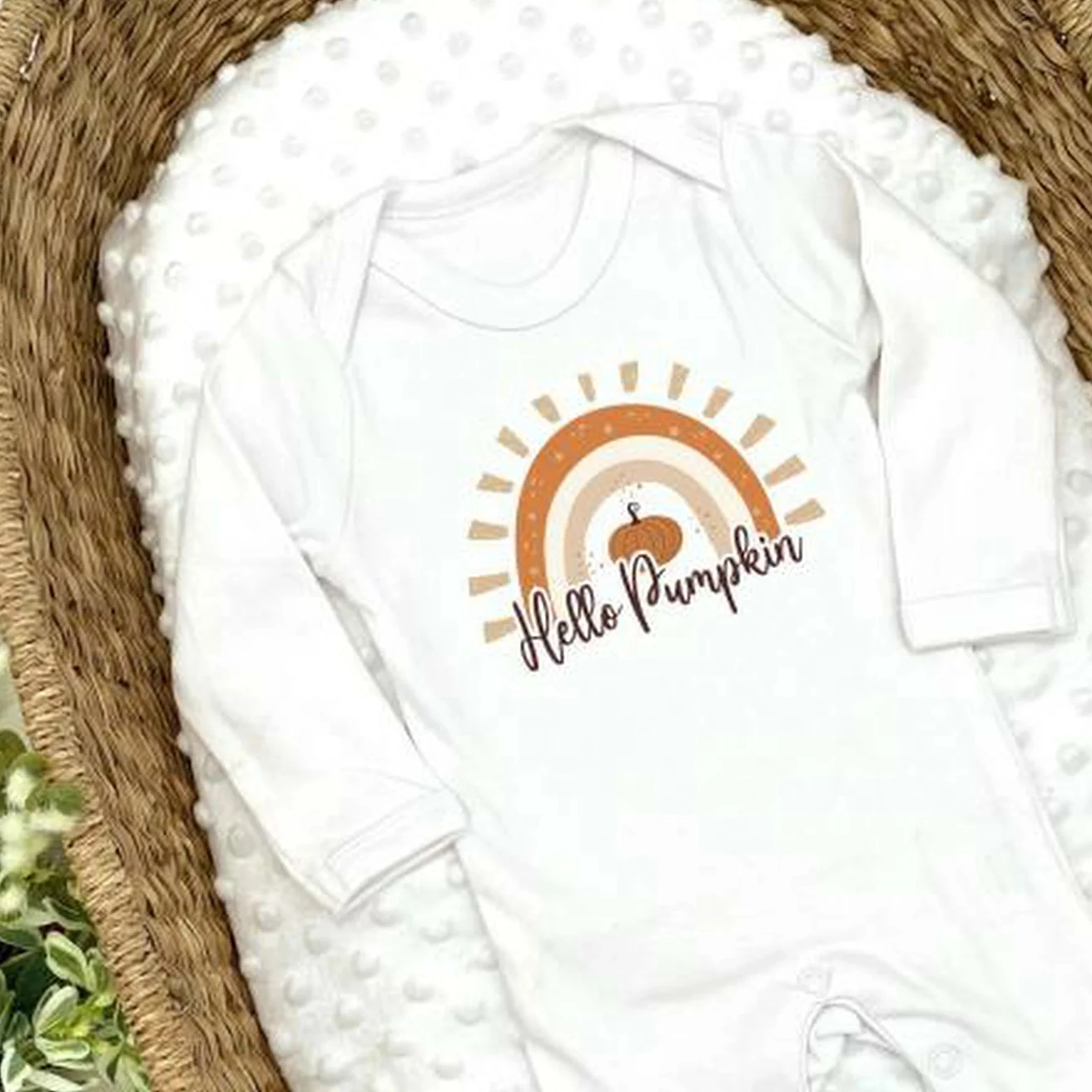 Hello Pumpkin Halloween Babygrow/Vest - Image 2