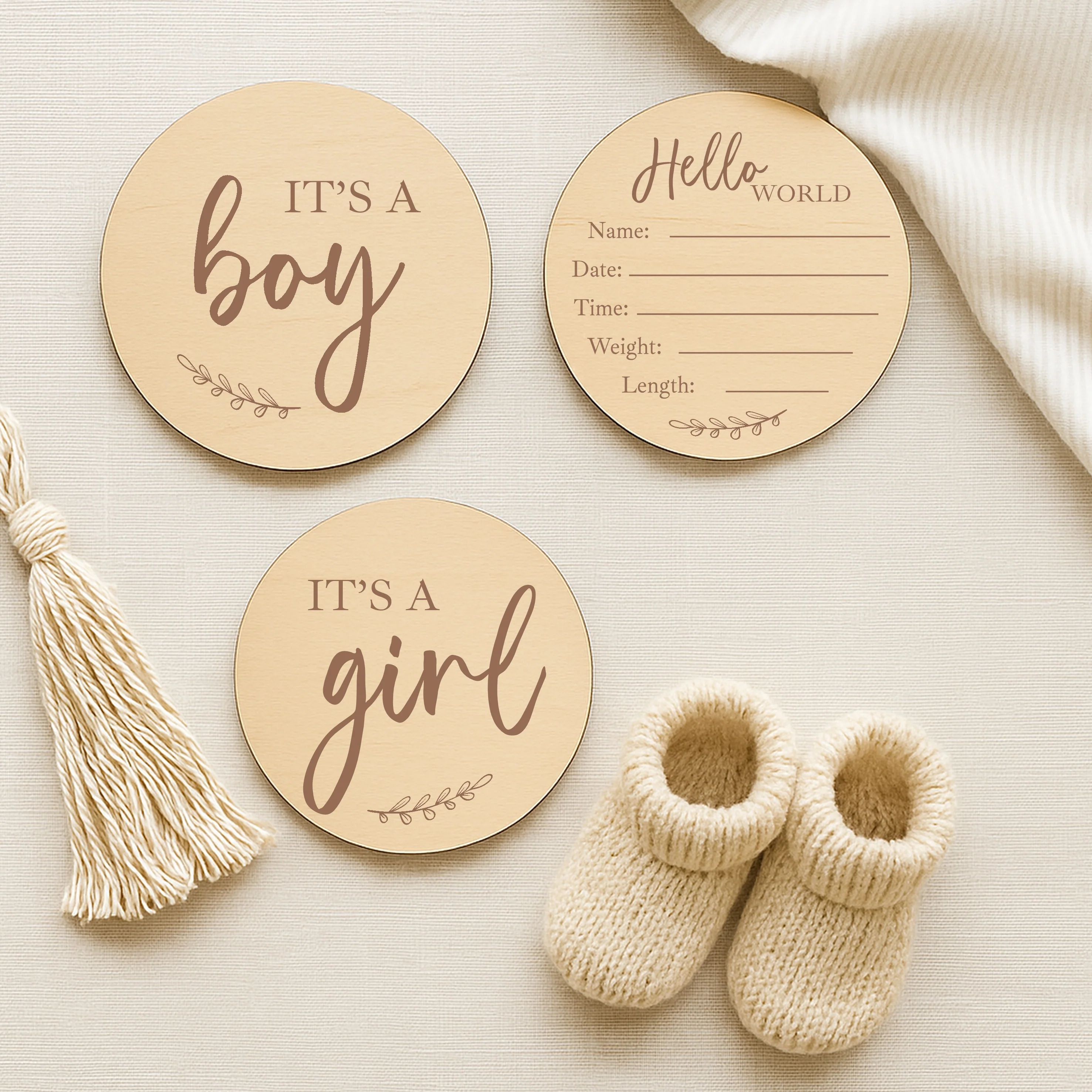 It's A Boy/Girl Announcement Wooden Plaque Set - Image 7