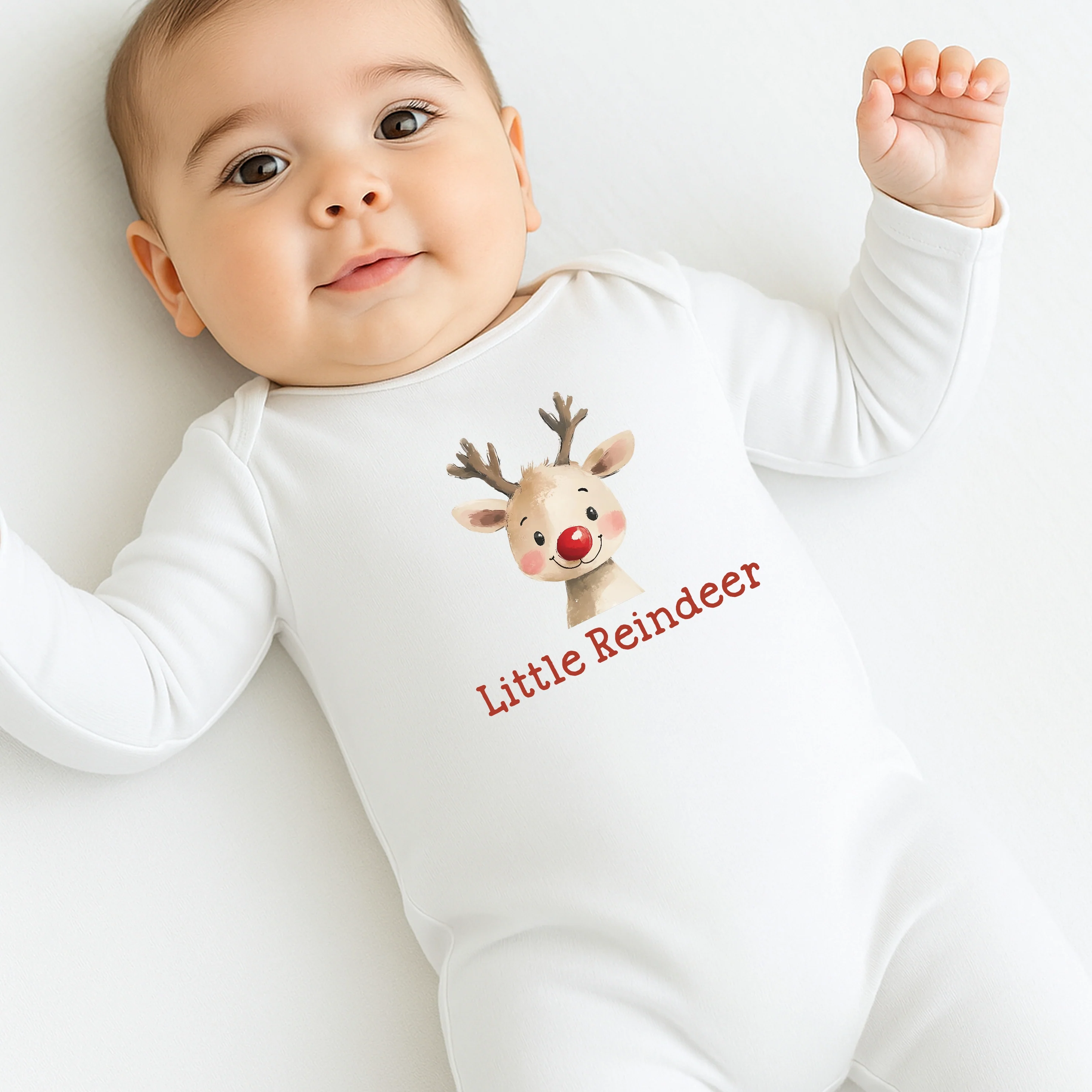 Little Reindeer Christmas Baby Grow/Vest/Bib - Image 3
