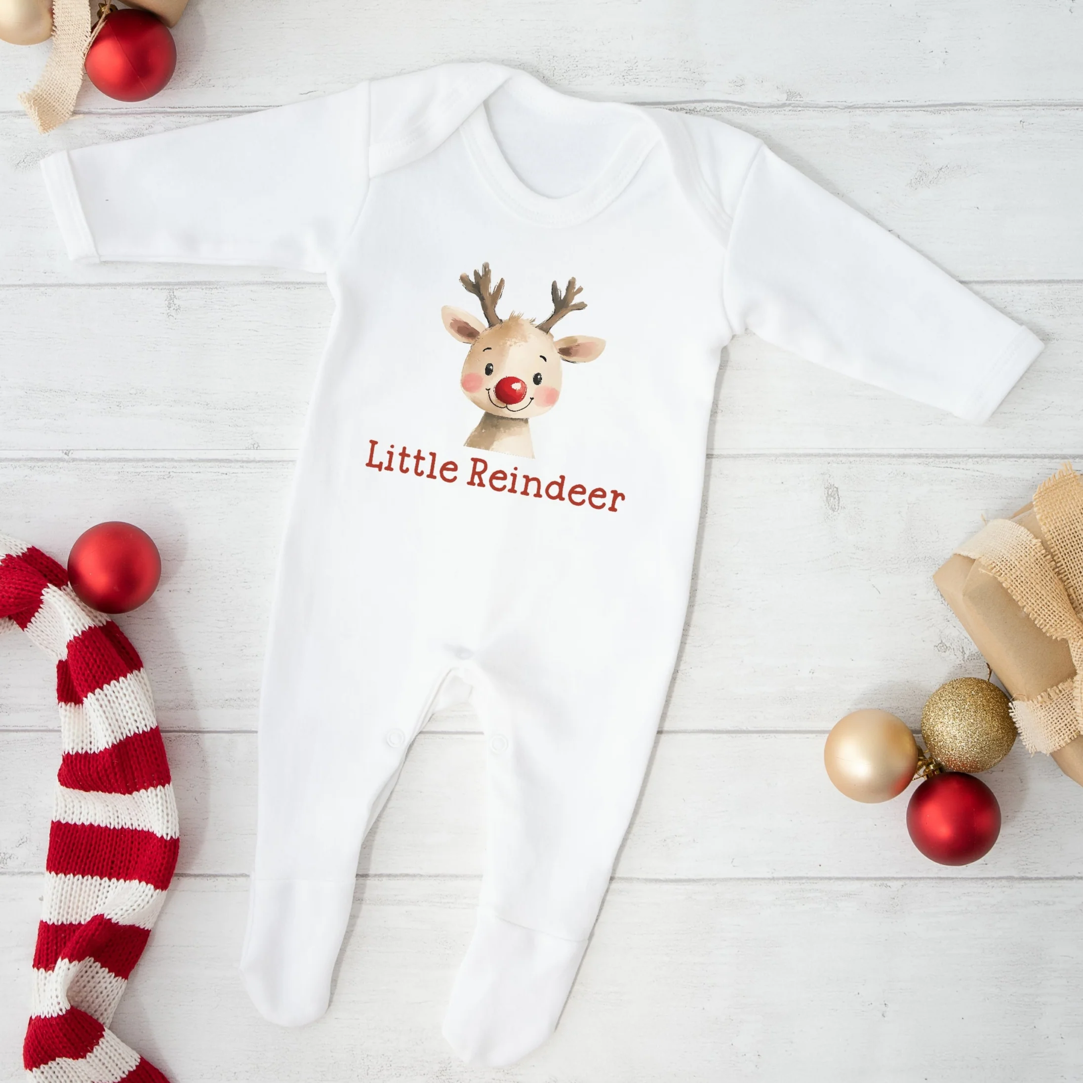 Little Reindeer Christmas Baby Grow/Vest/Bib - Image 4