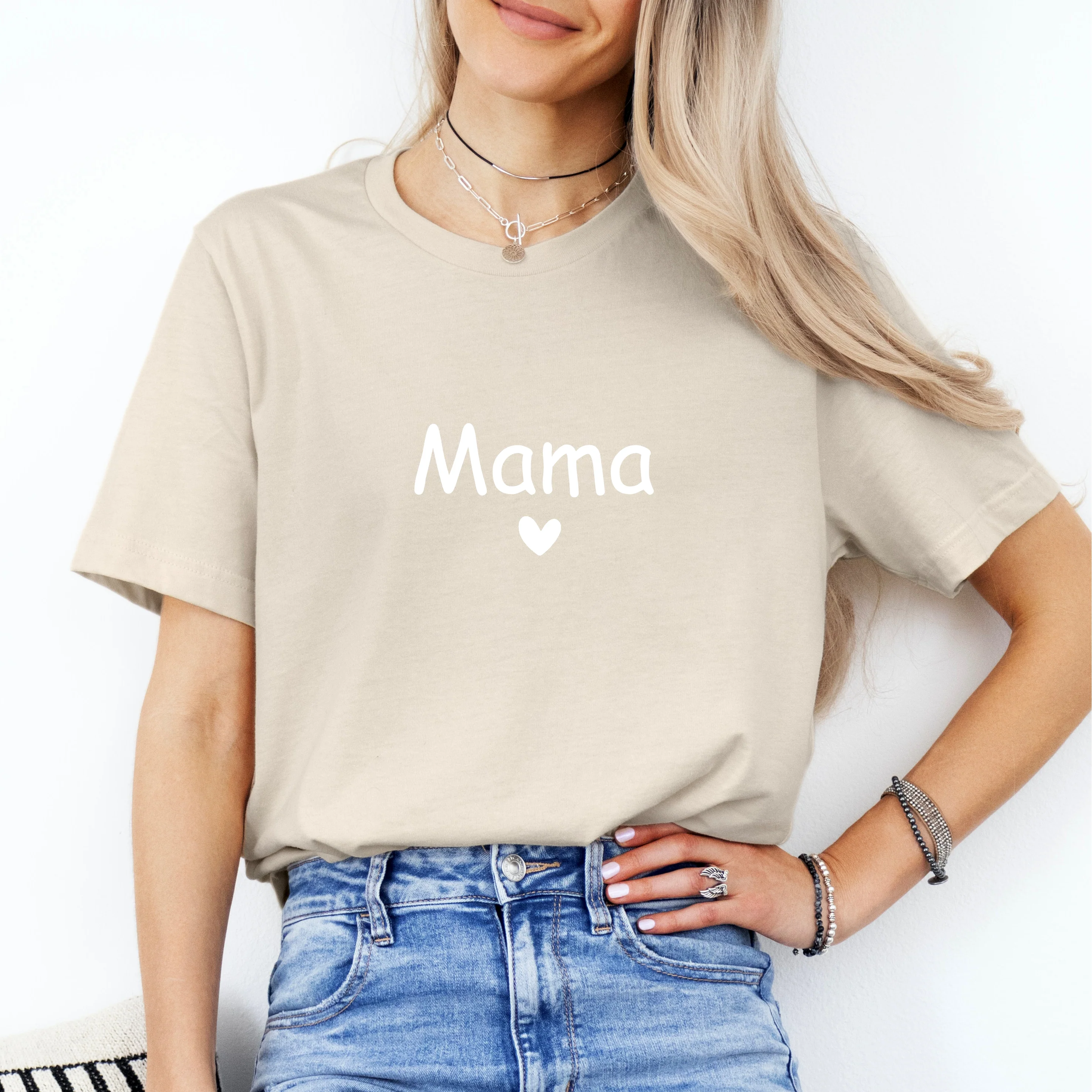 Mamas Bestie Beige Heart Matching Outfits - Image 3